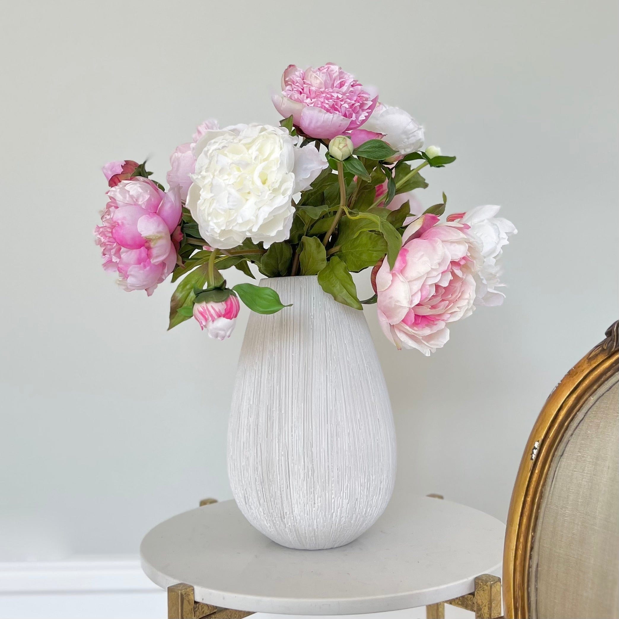 Realistic Artificial Pink & White Peony Arrangement MIXED PEONY AR/P by The Faux Flower Company