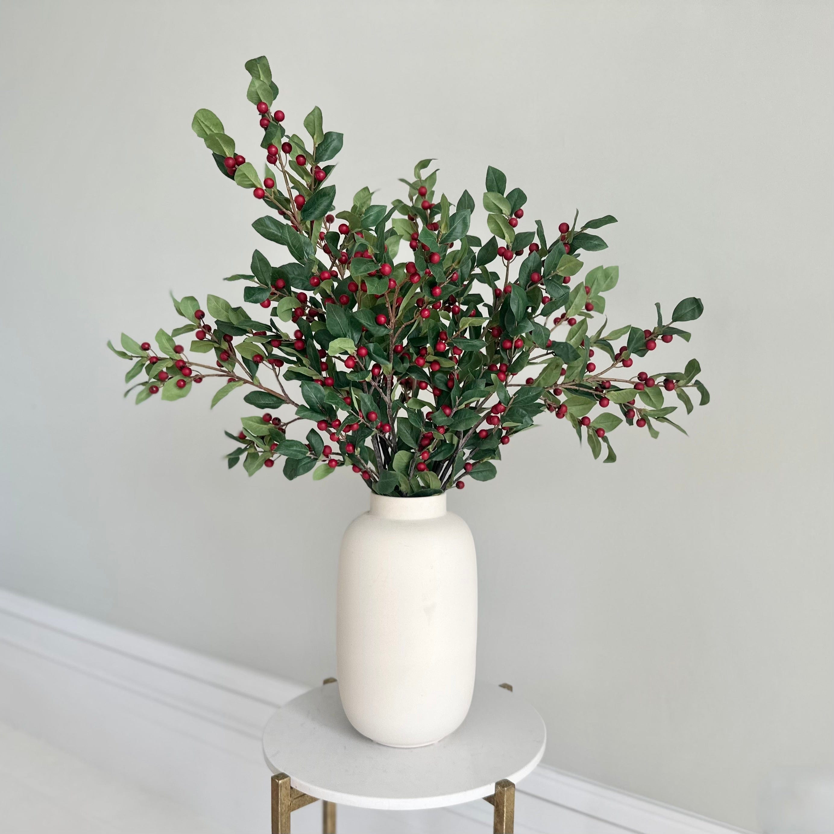 Realistic Artificial Red Berries with Leaves ABX0683RD by The Faux Flower Company