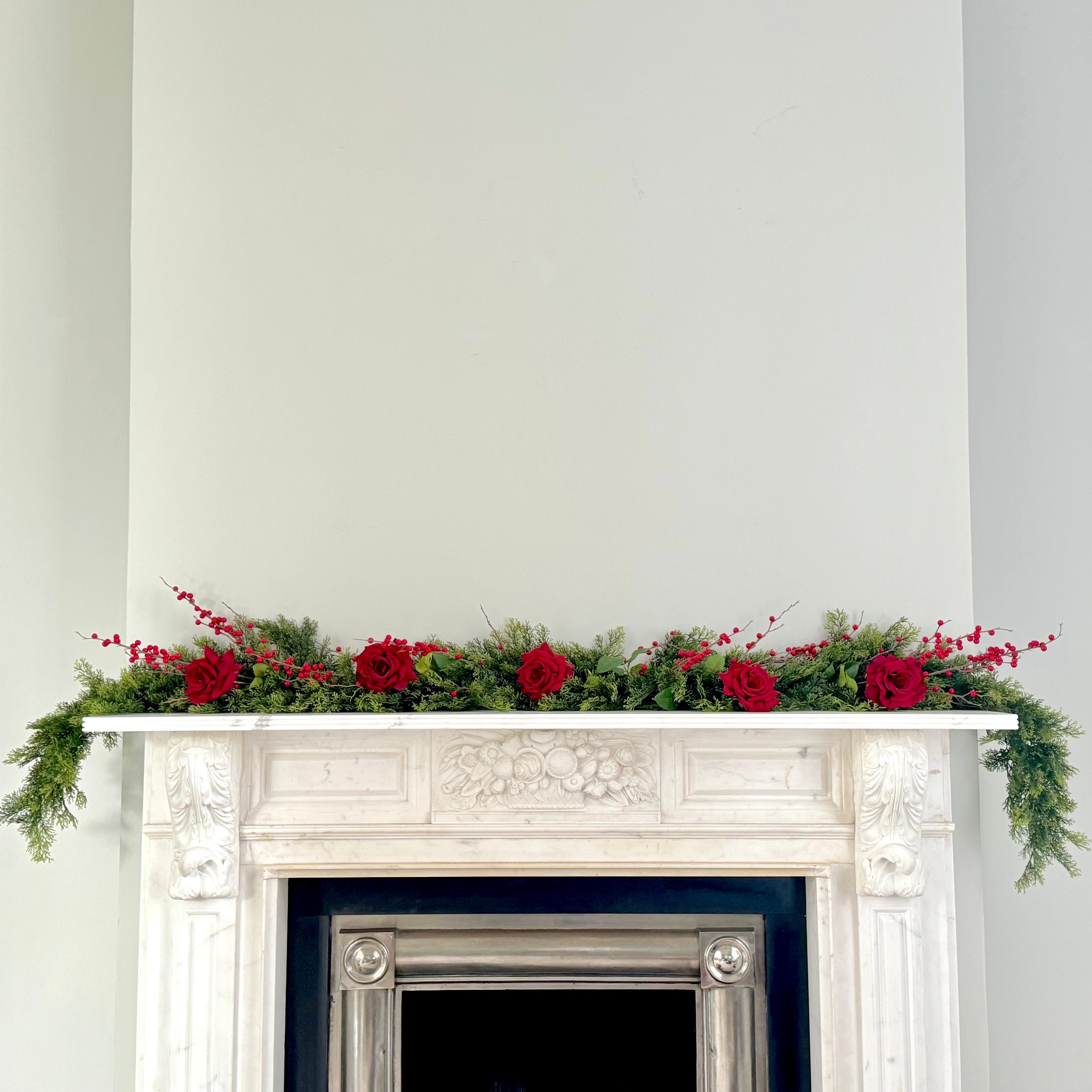 Realistic Artificial Red Cypress Bush Garland Set - Deluxe GARLAND RED/DELUXE by The Faux Flower Company