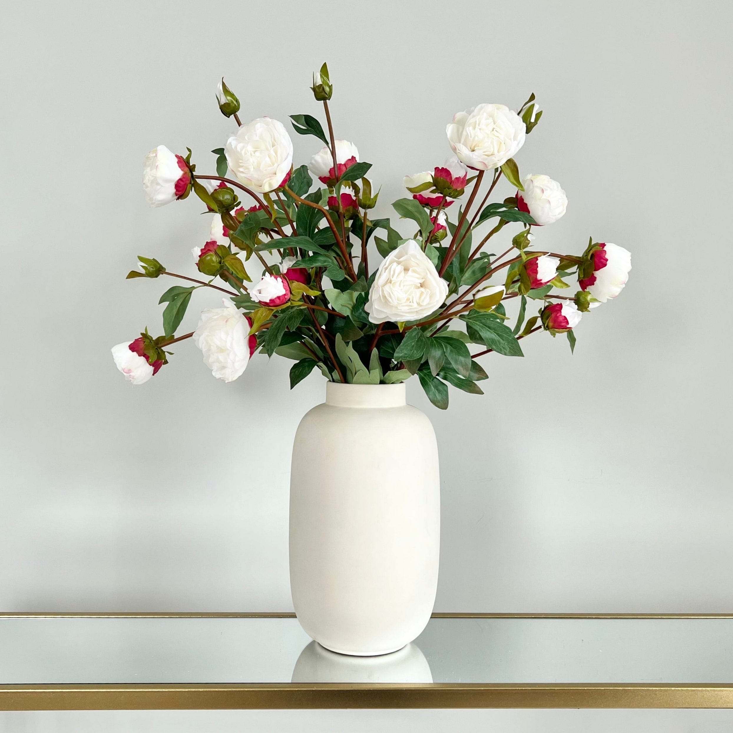 Realistic Artificial Tall White Peony Spray ABX1102WH by The Faux Flower Company