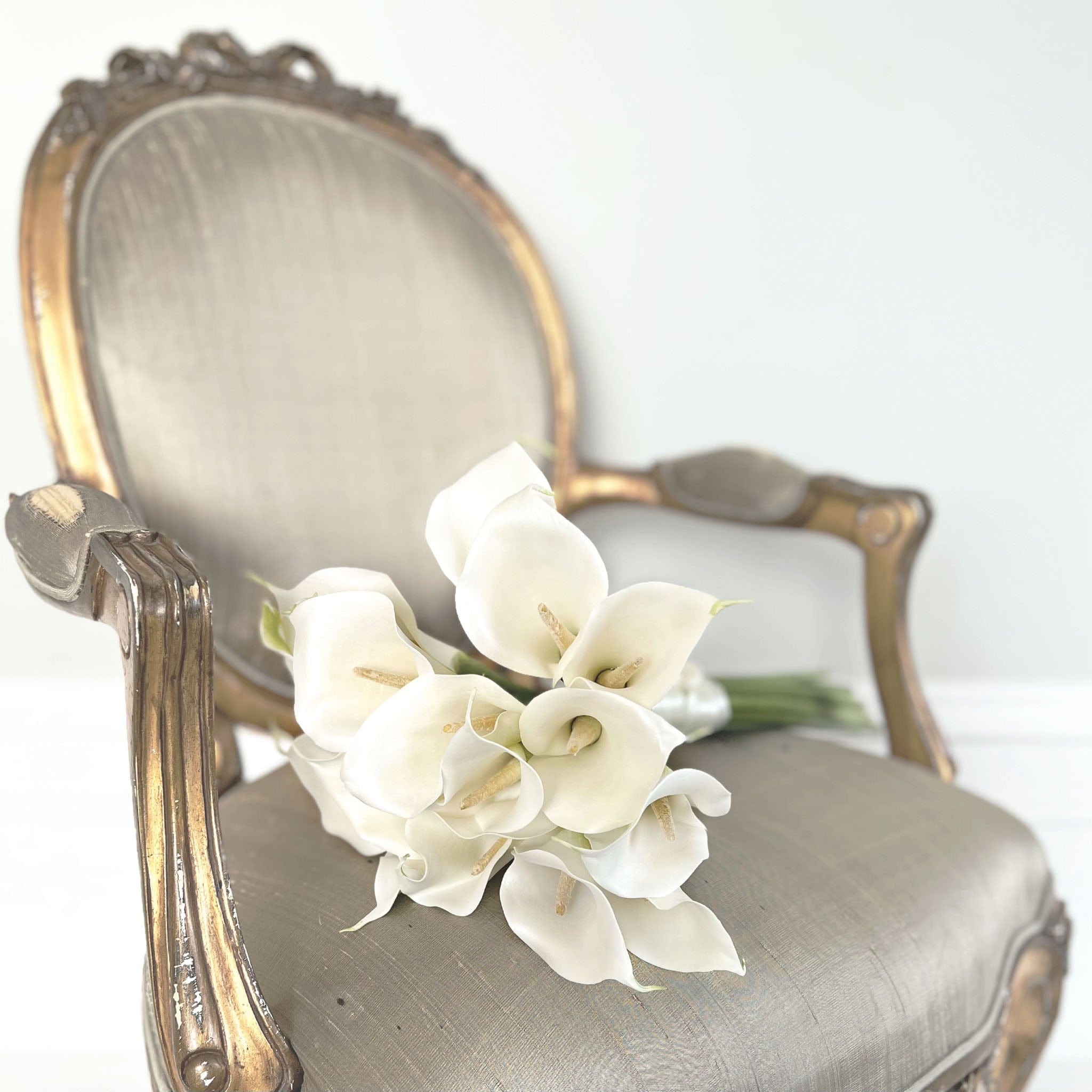 Realistic Artificial White Calla Lily Wedding Arrangement by The Faux Flower Company