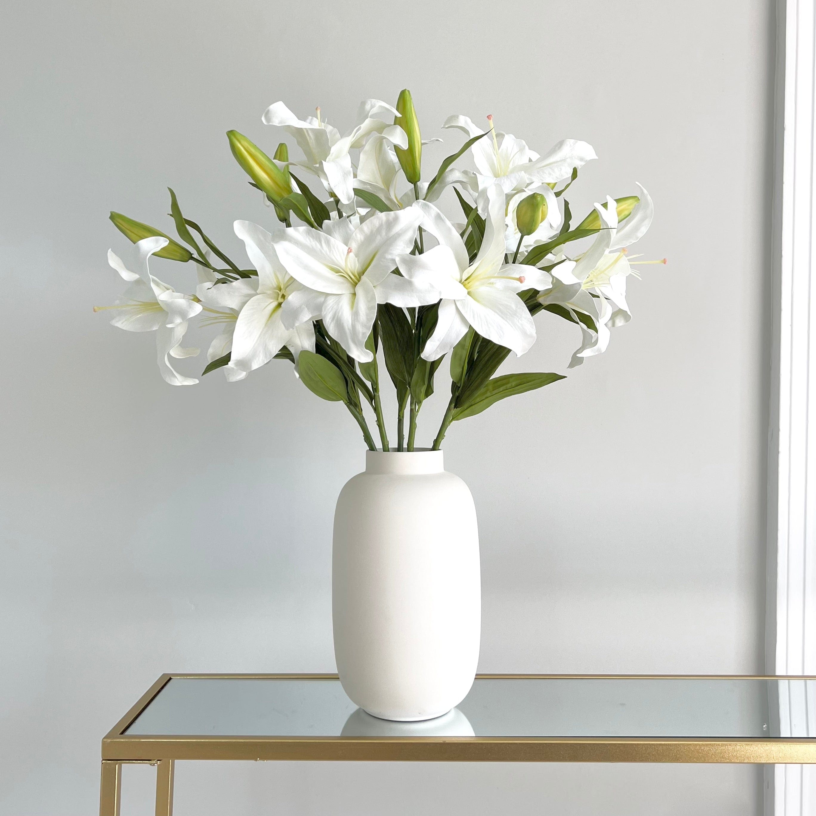 Realistic Artificial White Casablanca Lily ABY3018WH by The Faux Flower Company