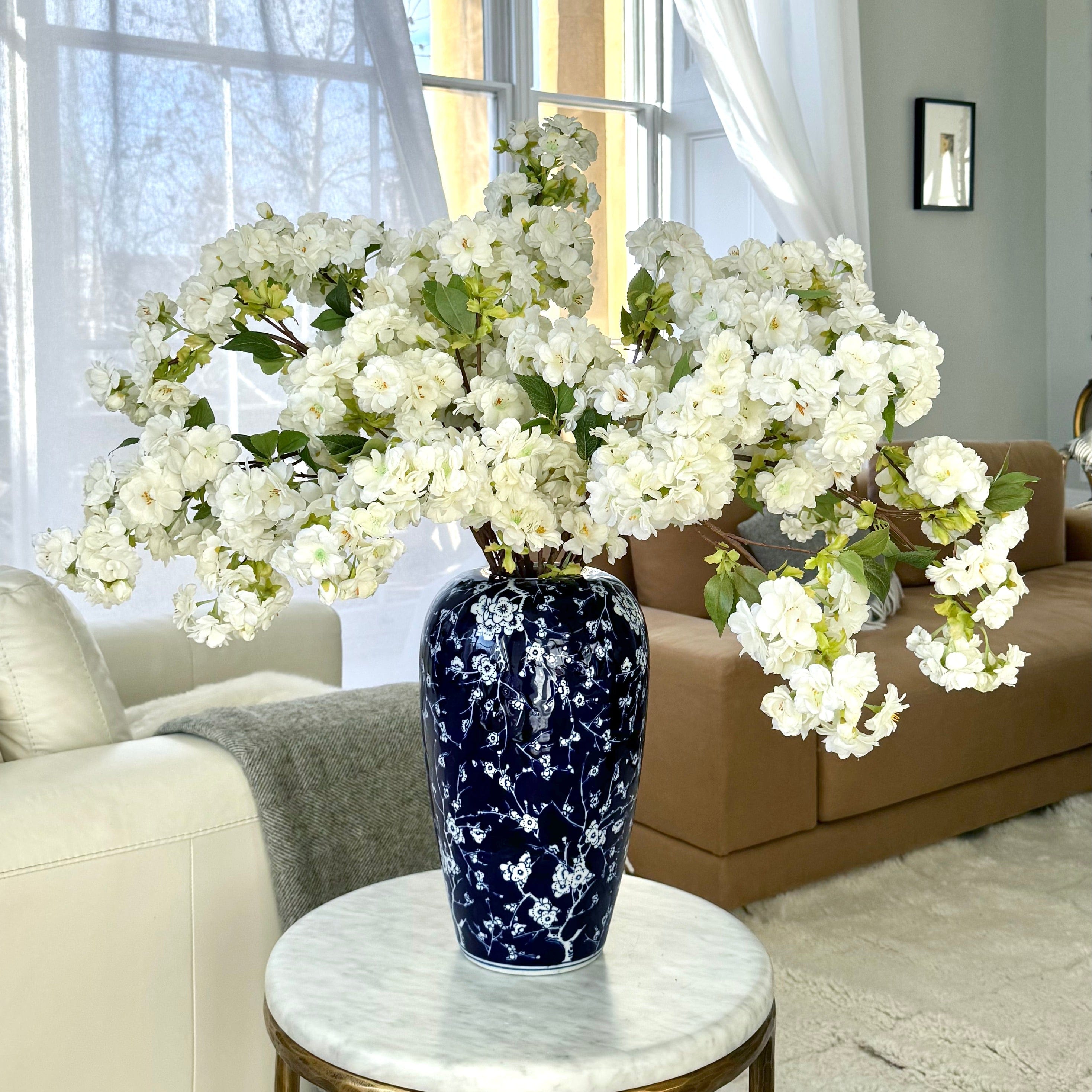 Realistic Artificial White Cherry Blossom ABX5043WH by The Faux Flower Company