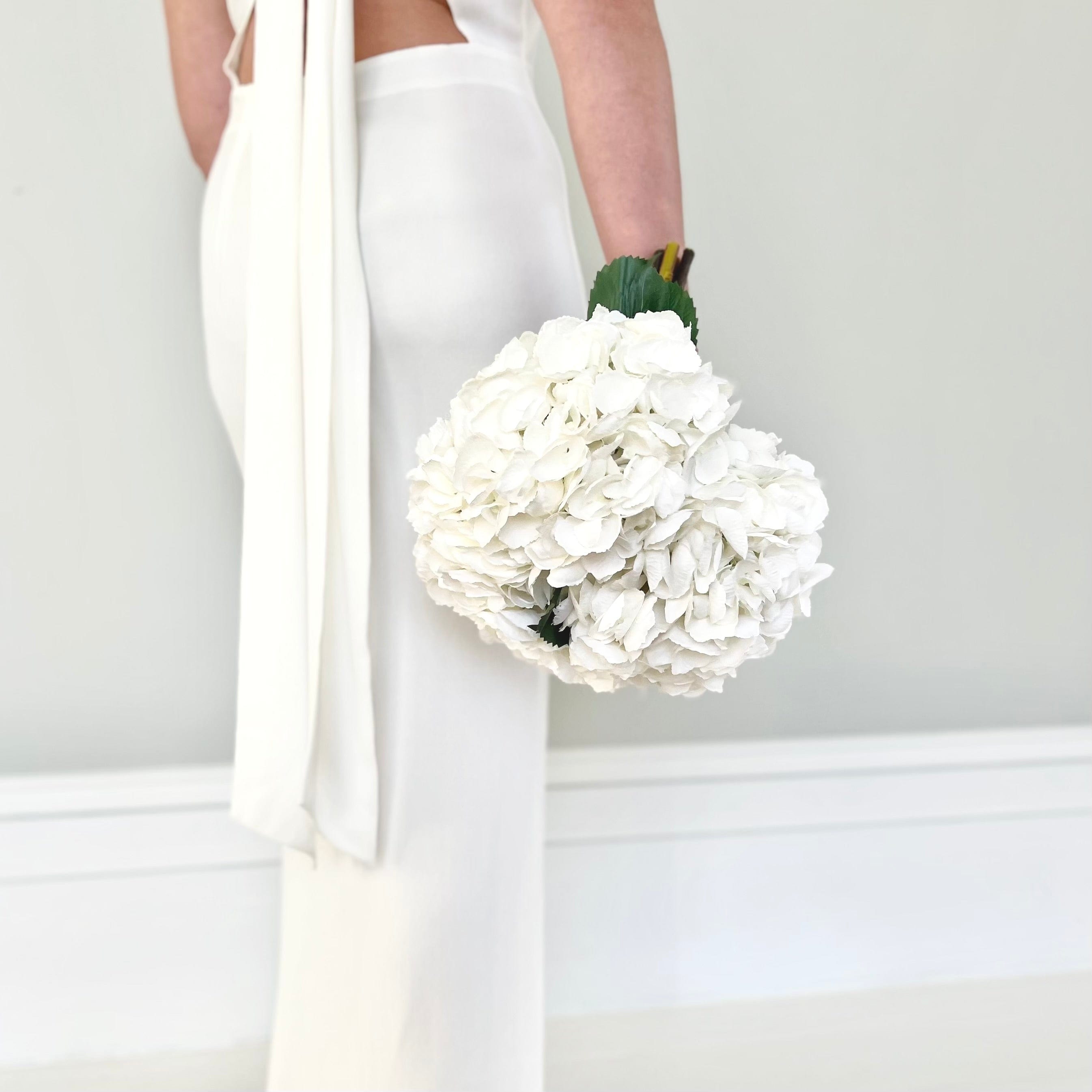 Realistic Artificial White Hydrangea Wedding Arrangement by The Faux Flower Company
