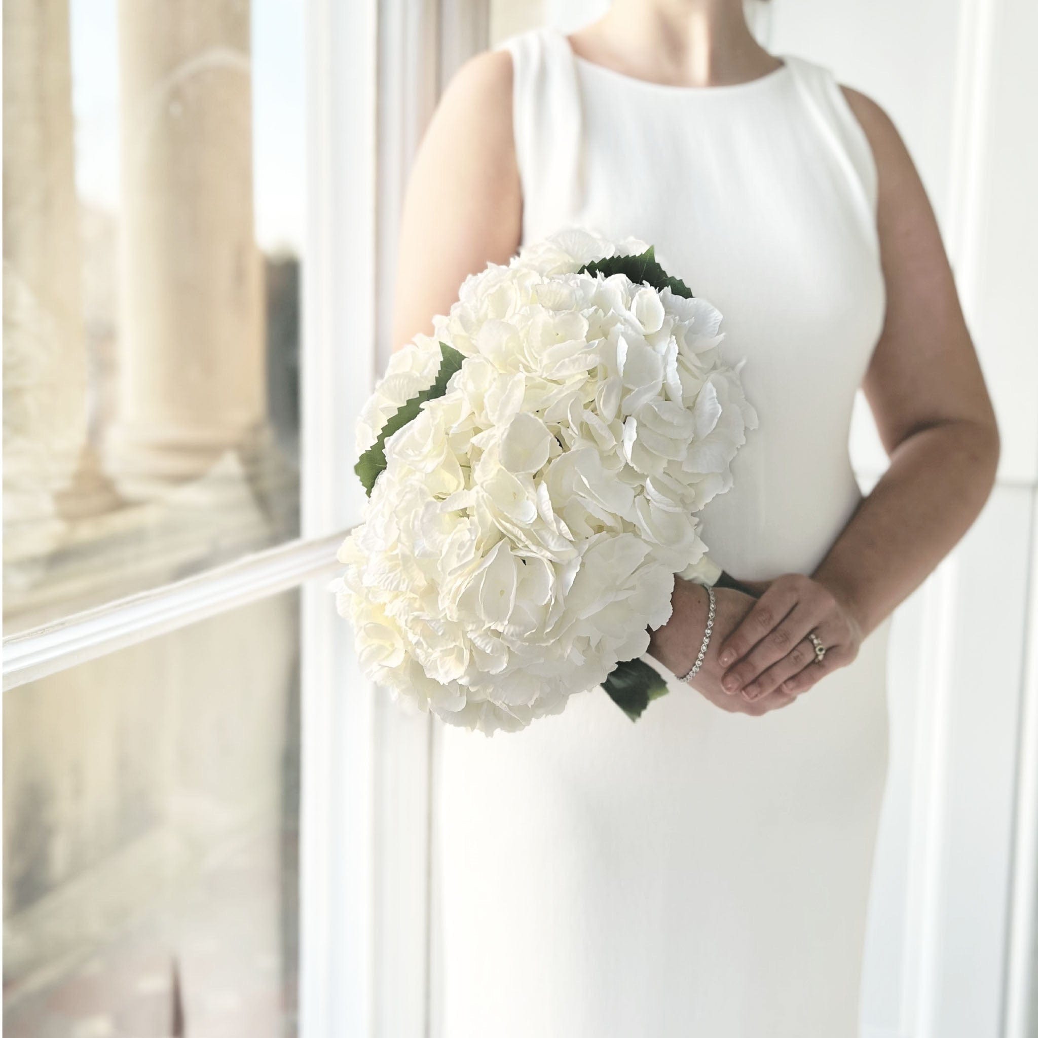 Realistic Artificial White Hydrangea Wedding Arrangement ABX5001WH-36-6 by The Faux Flower Company