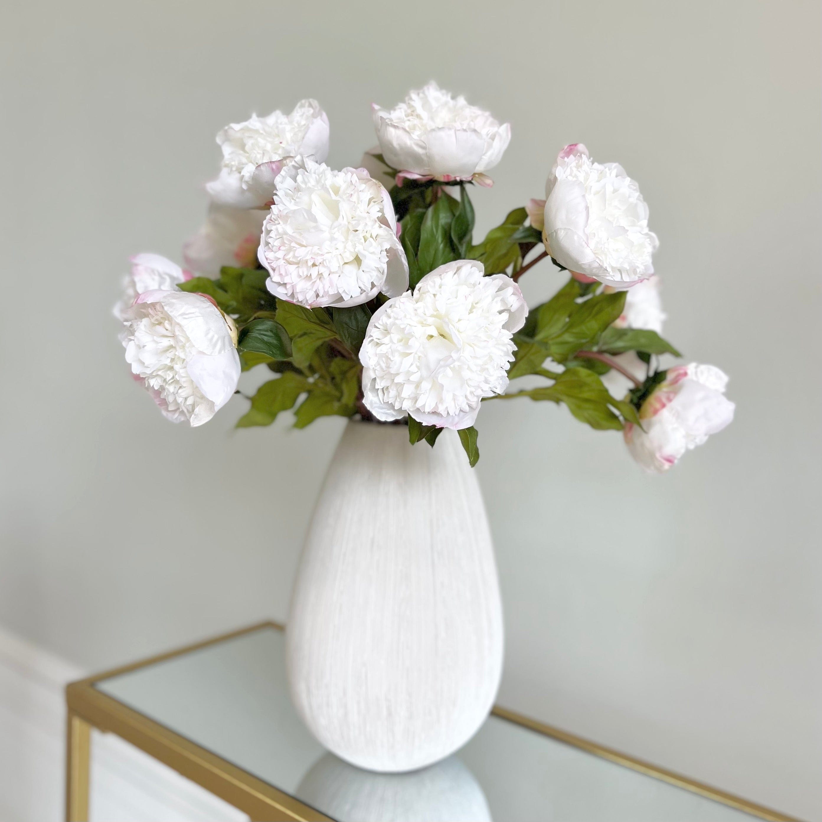 Realistic Artificial White Open Peony ABY4236WH by The Faux Flower Company