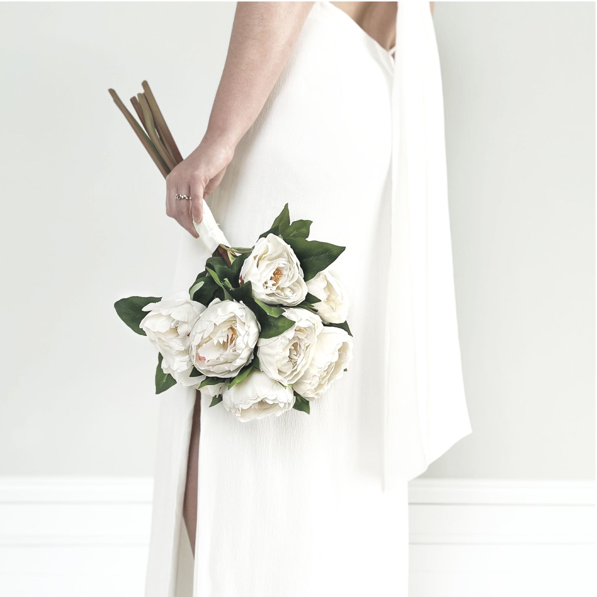 Realistic Artificial White Peony Wedding Arrangement by The Faux Flower Company