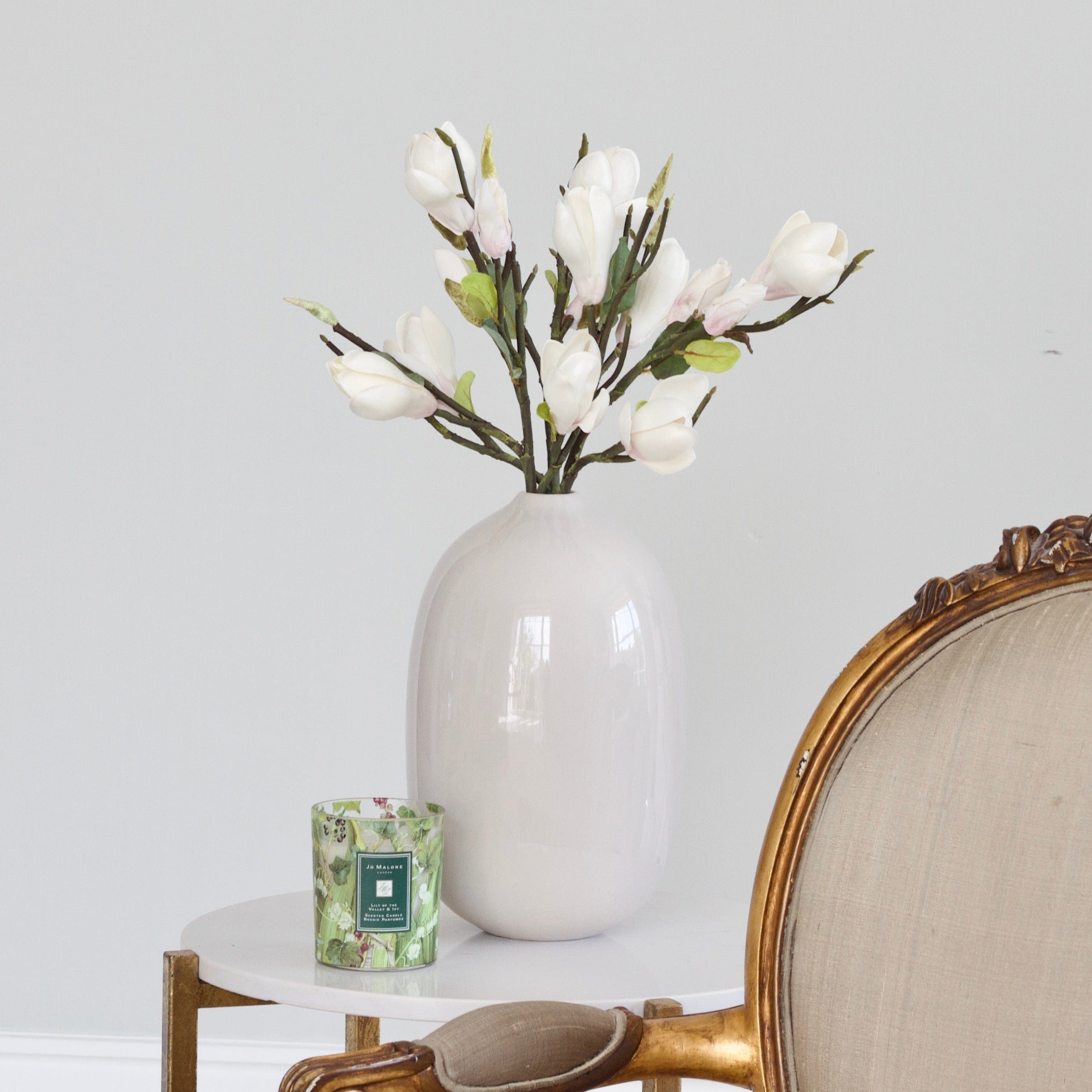 Realistic Artificial White Short Magnolia ABY7108WH by The Faux Flower Company