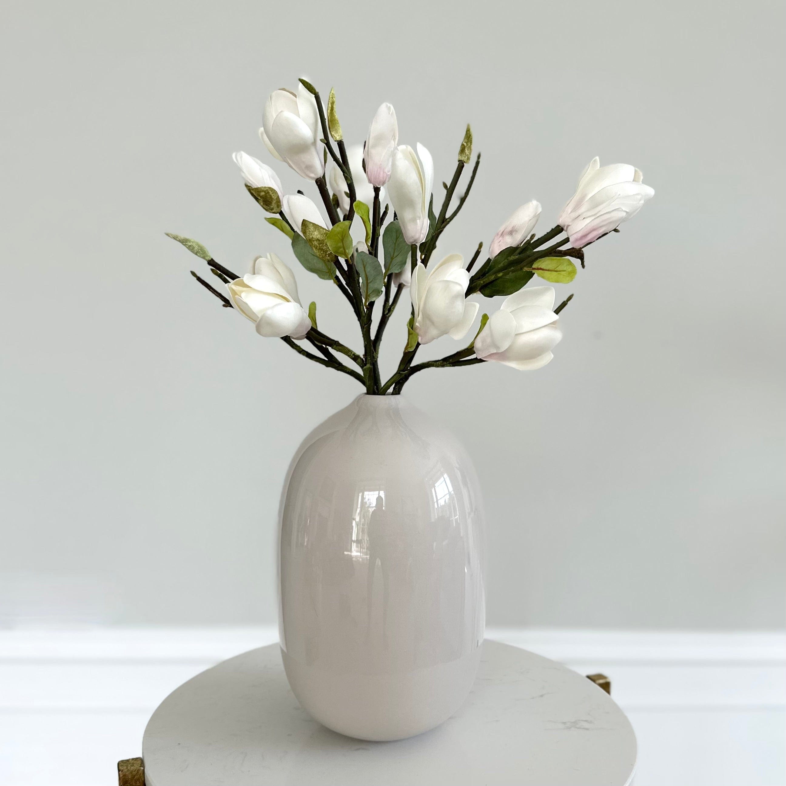 Realistic Artificial White Short Magnolia ABY7108WH by The Faux Flower Company