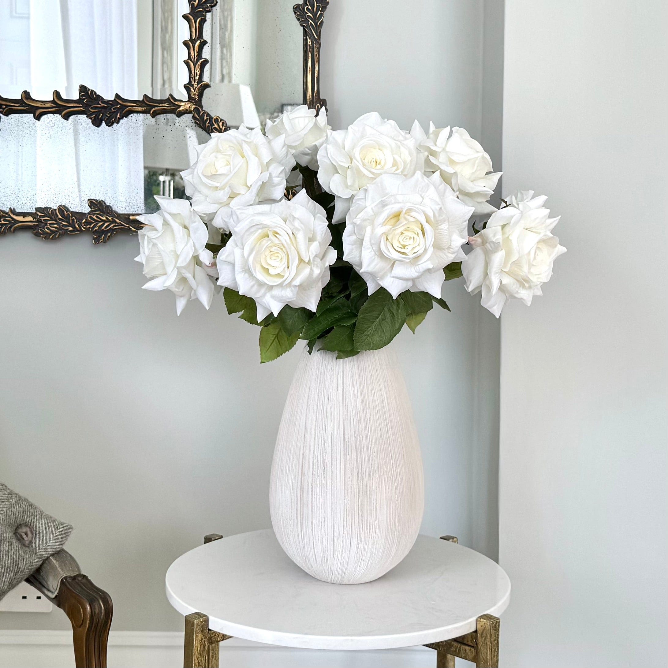 Realistic Artificial White Tea Rose ABY5155WH by The Faux Flower Company