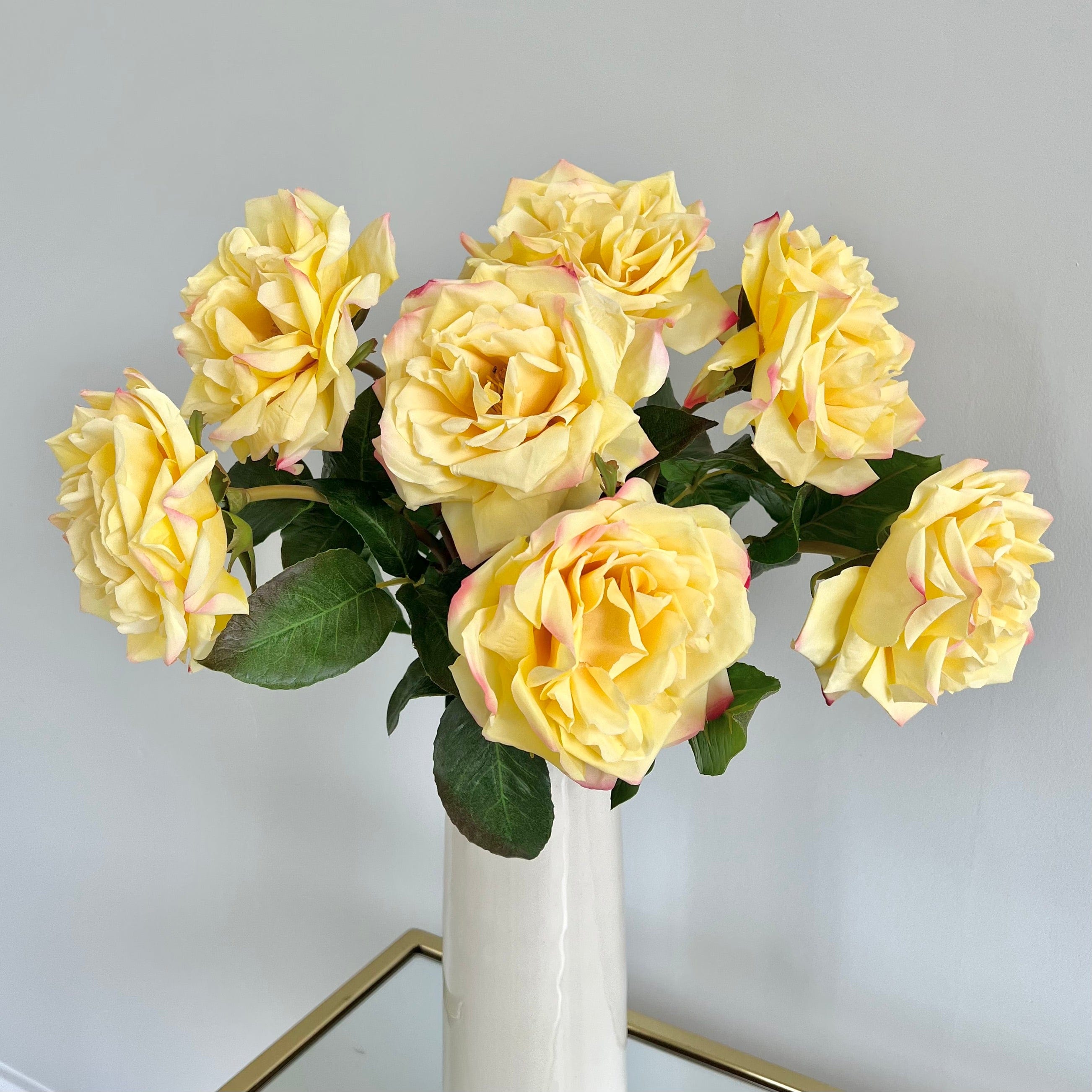 Realistic Artificial Yellow Garden Rose ABY3108YL by The Faux Flower Company