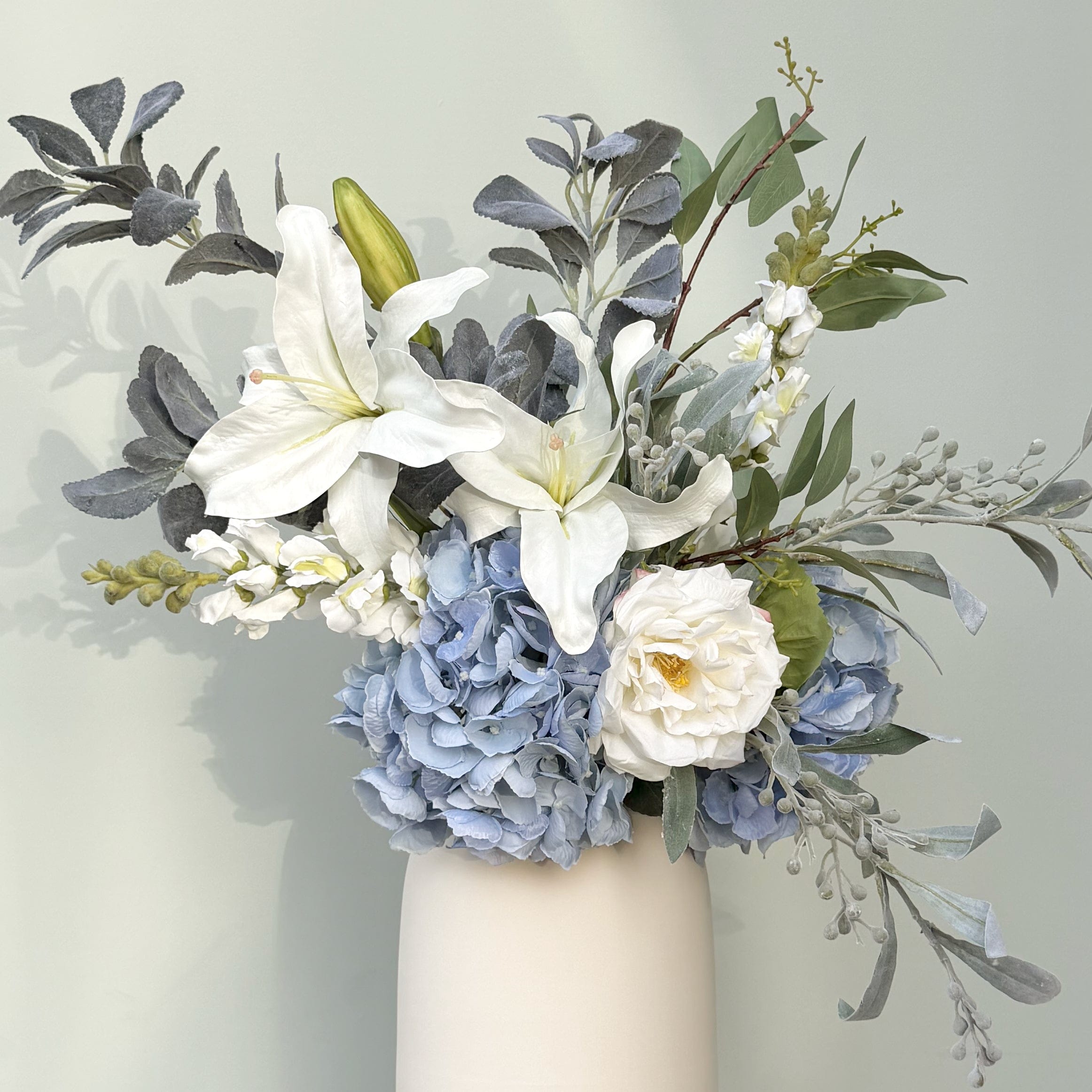 Realistic Born In December: Turquoise Flower Bouquet & Vase Set DECEMBER BQ + ABP04B3 by The Faux Flower Company