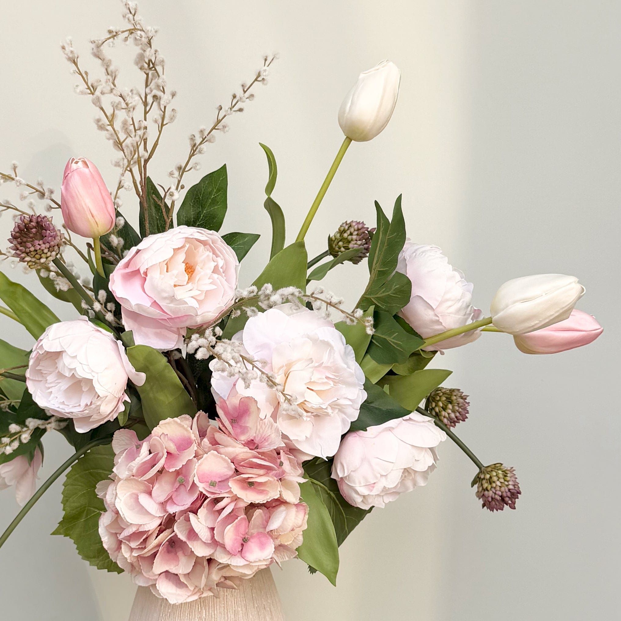 Realistic Born In June: Pearl Flower Bouquet & Vase JUNE BQ + ABP1513 by The Faux Flower Company
