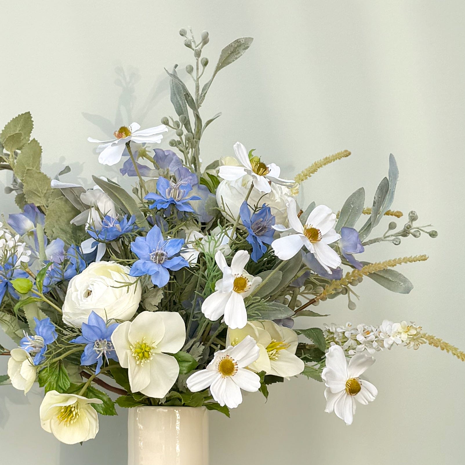 Realistic Born In March: Aquamarine Flower Bouquet & Vase Set MARCH BQ + ABP1828 by The Faux Flower Company