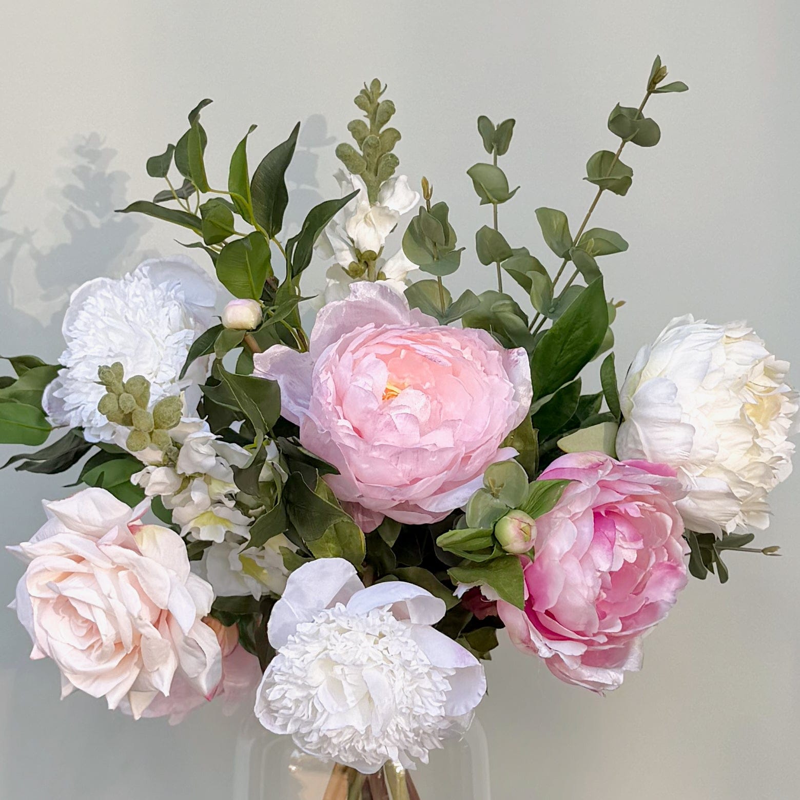 Realistic Born In October: Opal Rose Flower Bouquet & Vase Set OCTOBER BQ + ABV2252 by The Faux Flower Company