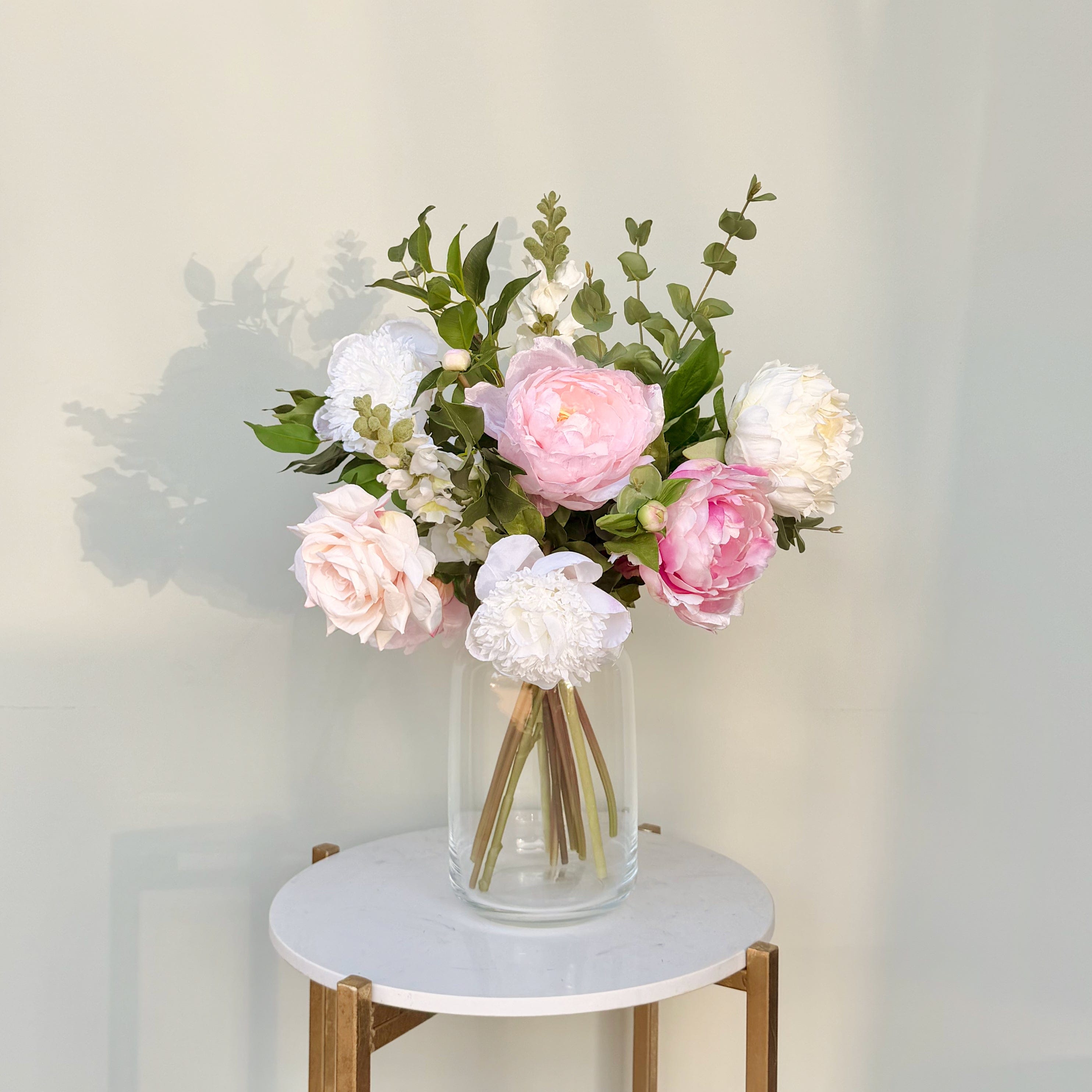 Realistic Born In October: Opal Rose Flower Bouquet & Vase Set OCTOBER BQ + ABV2252 by The Faux Flower Company