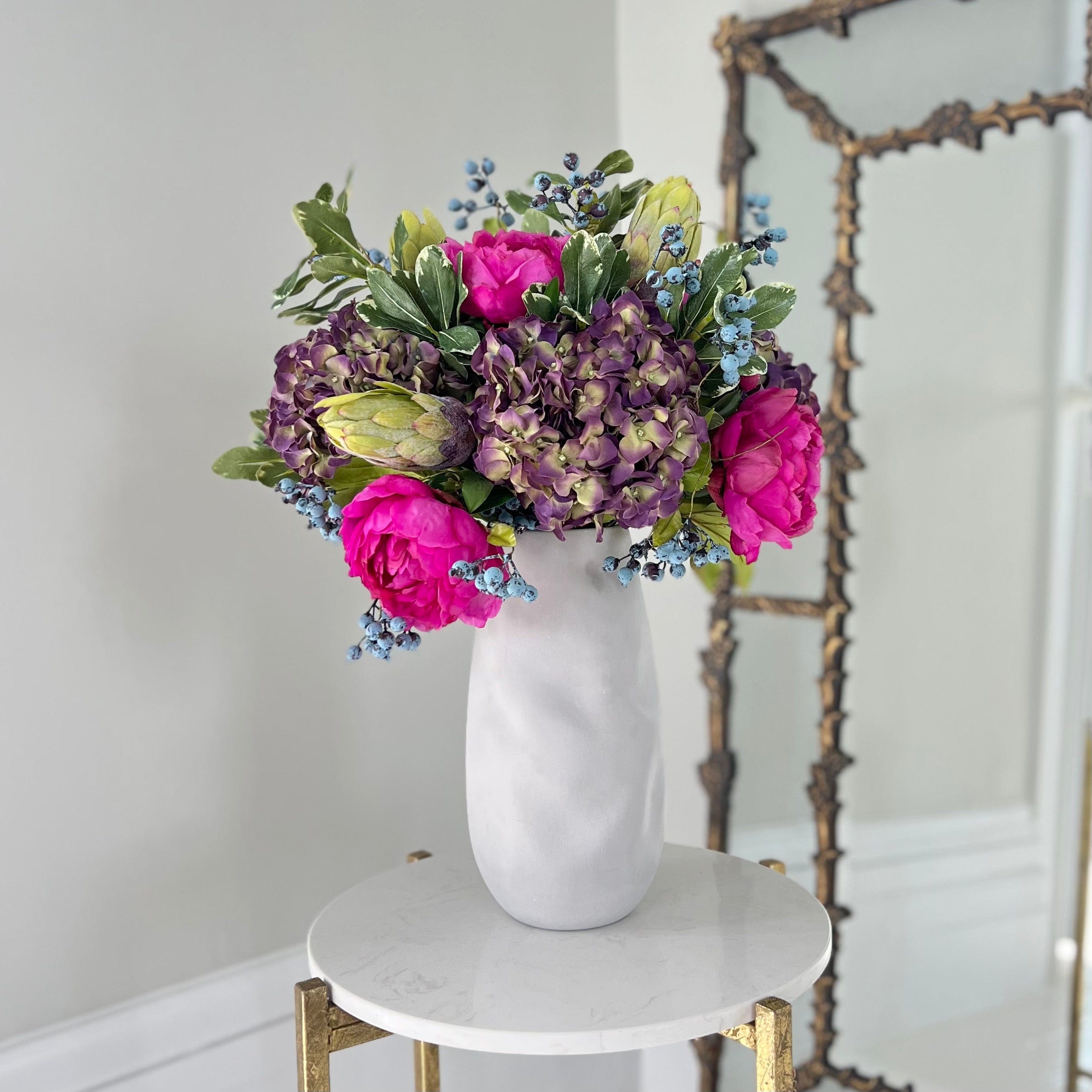 Realistic Bright Peony & Hydrangea Arrangement by The Faux Flower Company