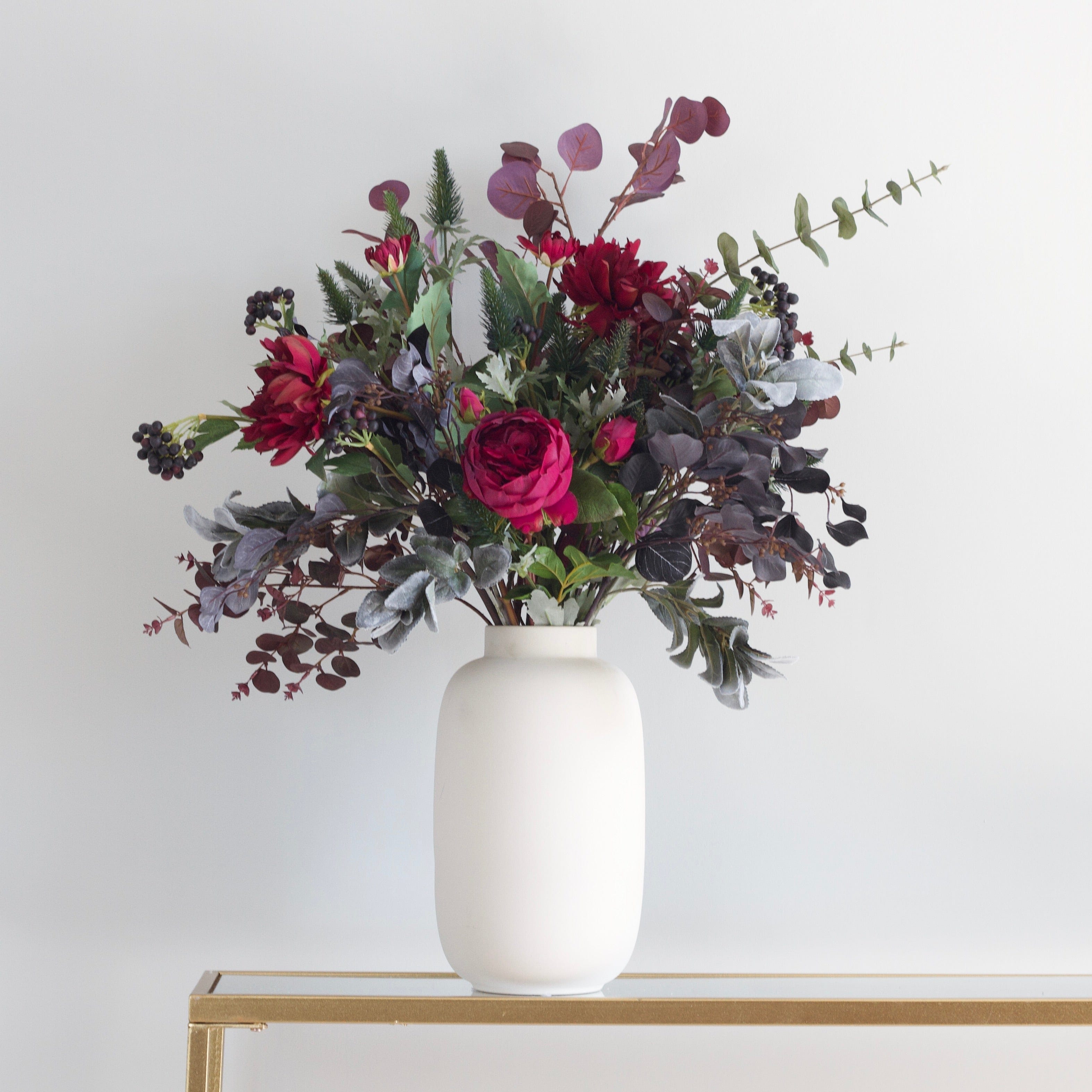 Realistic Burgundy Beauty Artificial Flower Arrangement by The Faux Flower Company