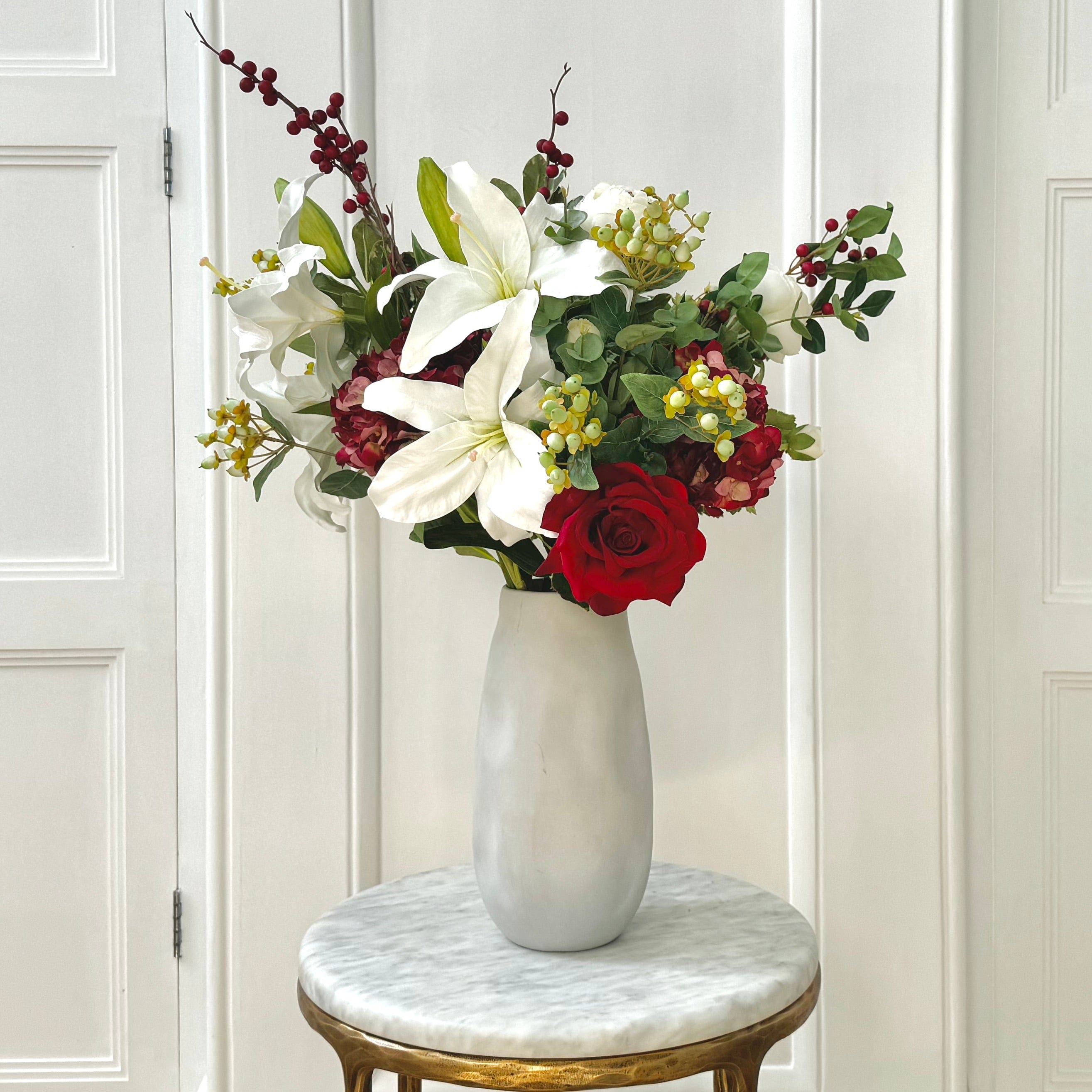Realistic Christmas Artificial Flower Arrangement by The Faux Flower Company