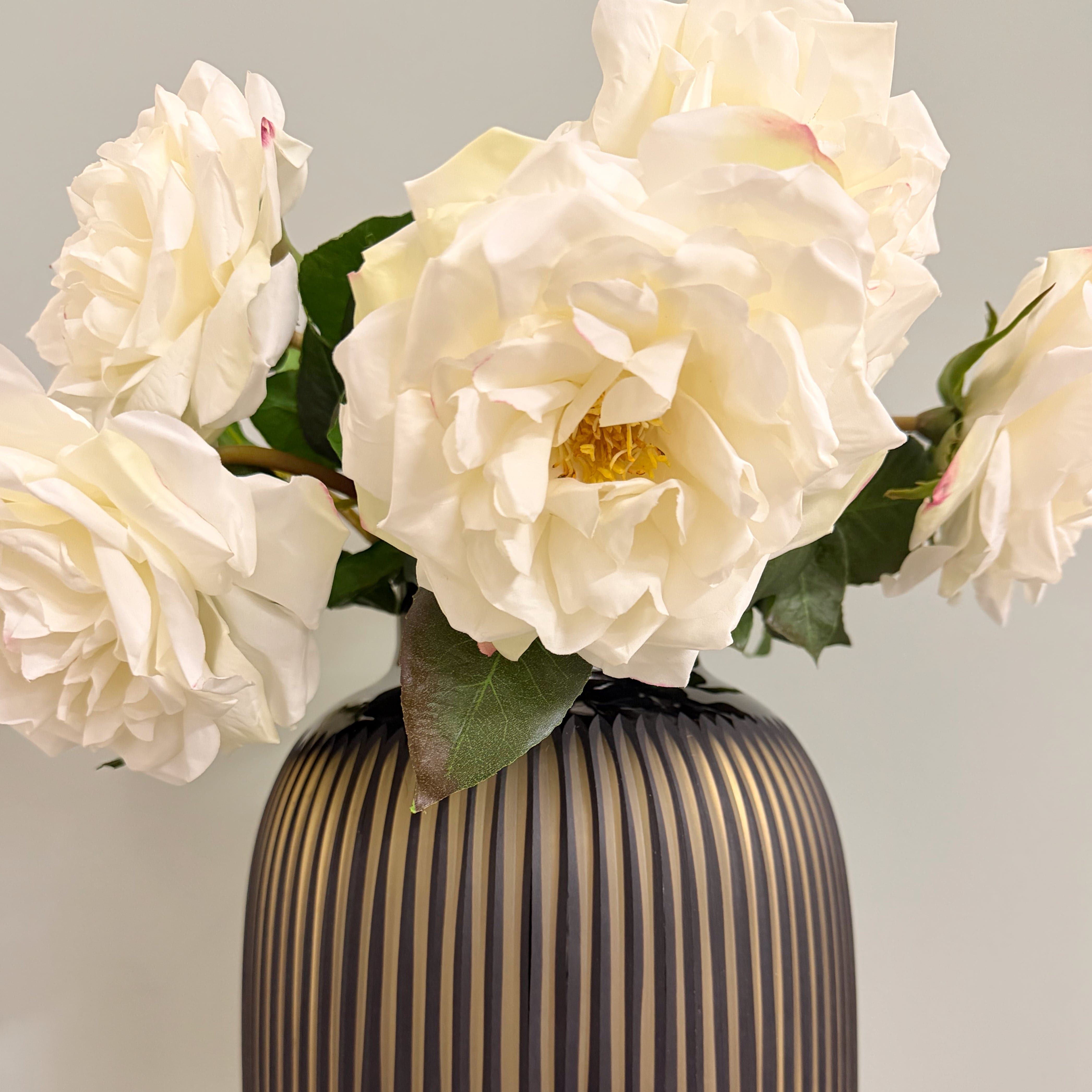 Realistic Hand Blown Amber Glass Ribbed Vase AHCH-0560 by The Faux Flower Company