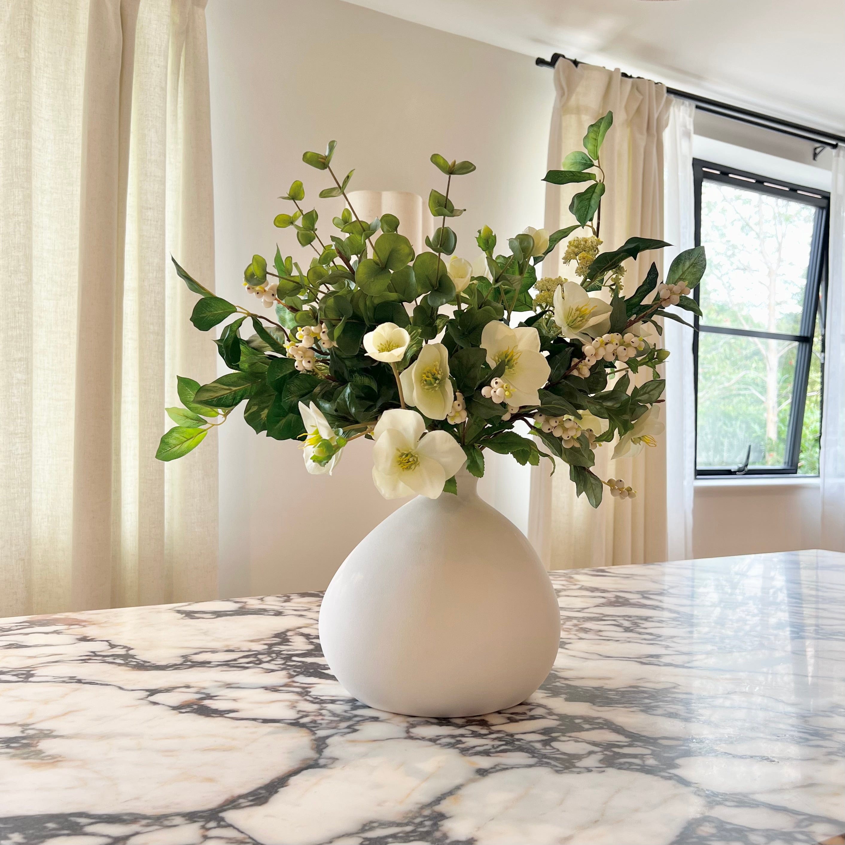 Realistic Hellebore & Berries Artificial Arrangement by The Faux Flower Company