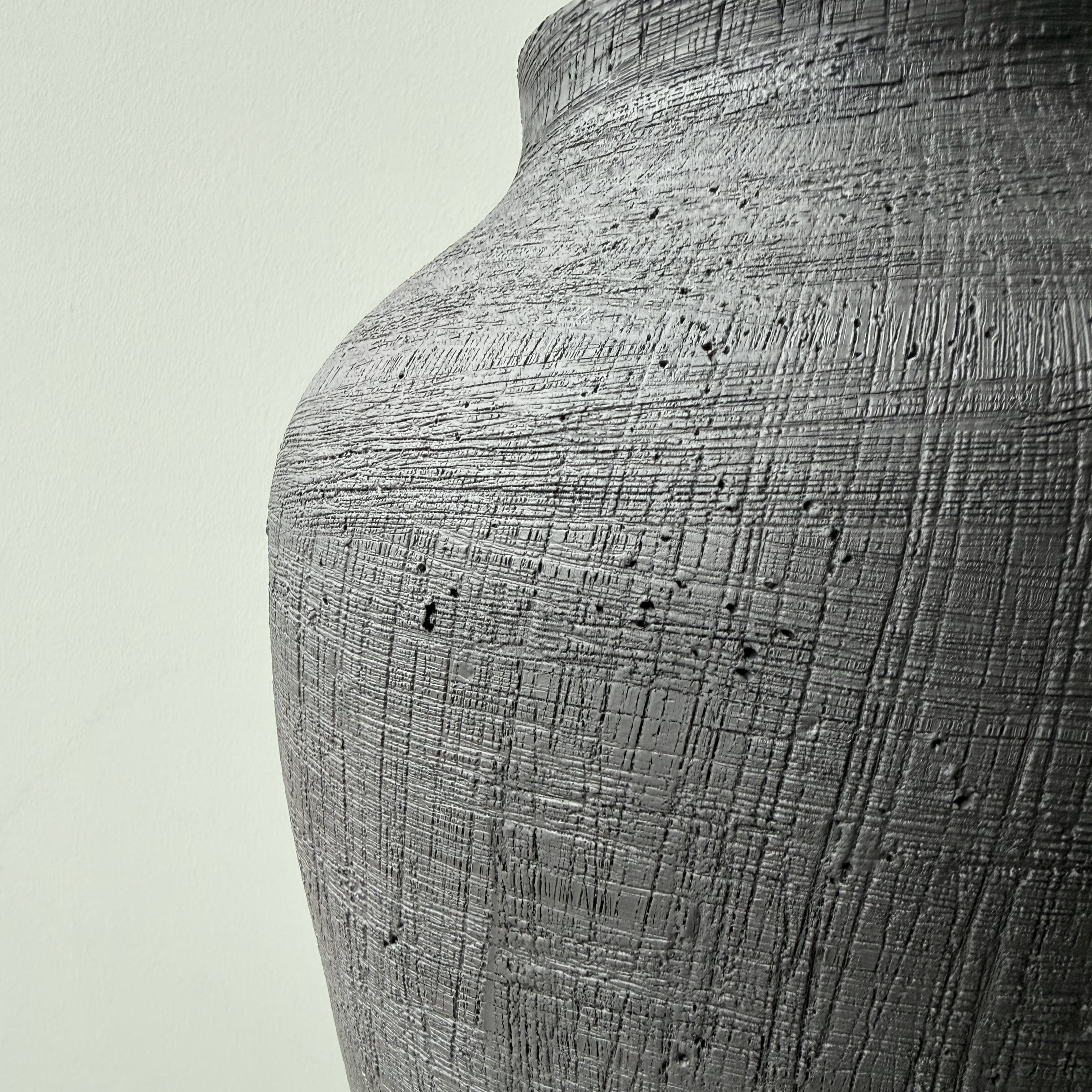 Realistic Large Black Textured Vase AHCH-0950 by The Faux Flower Company