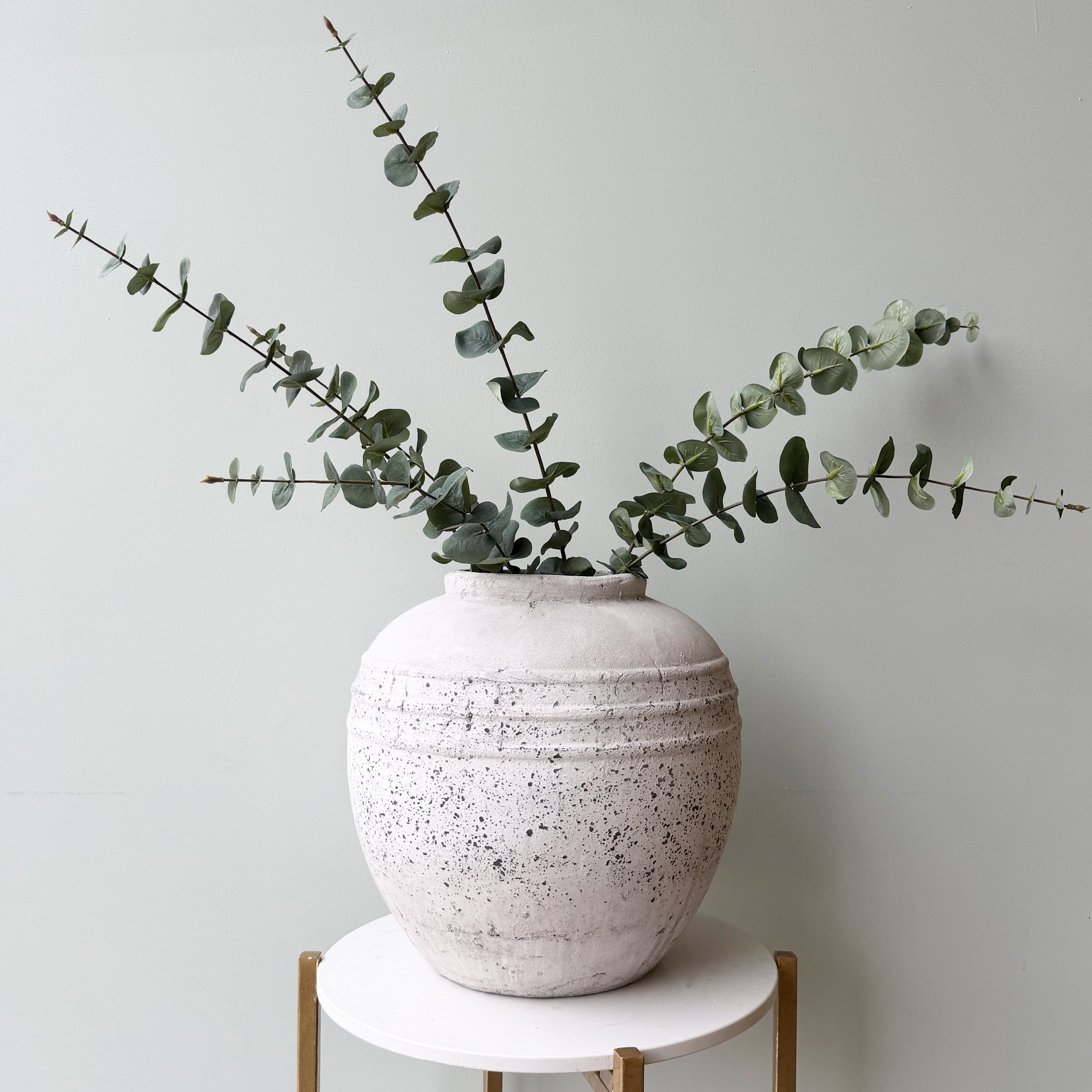 Realistic Large Pale Grey Distressed Stone Vase AHCH-1600 by The Faux Flower Company