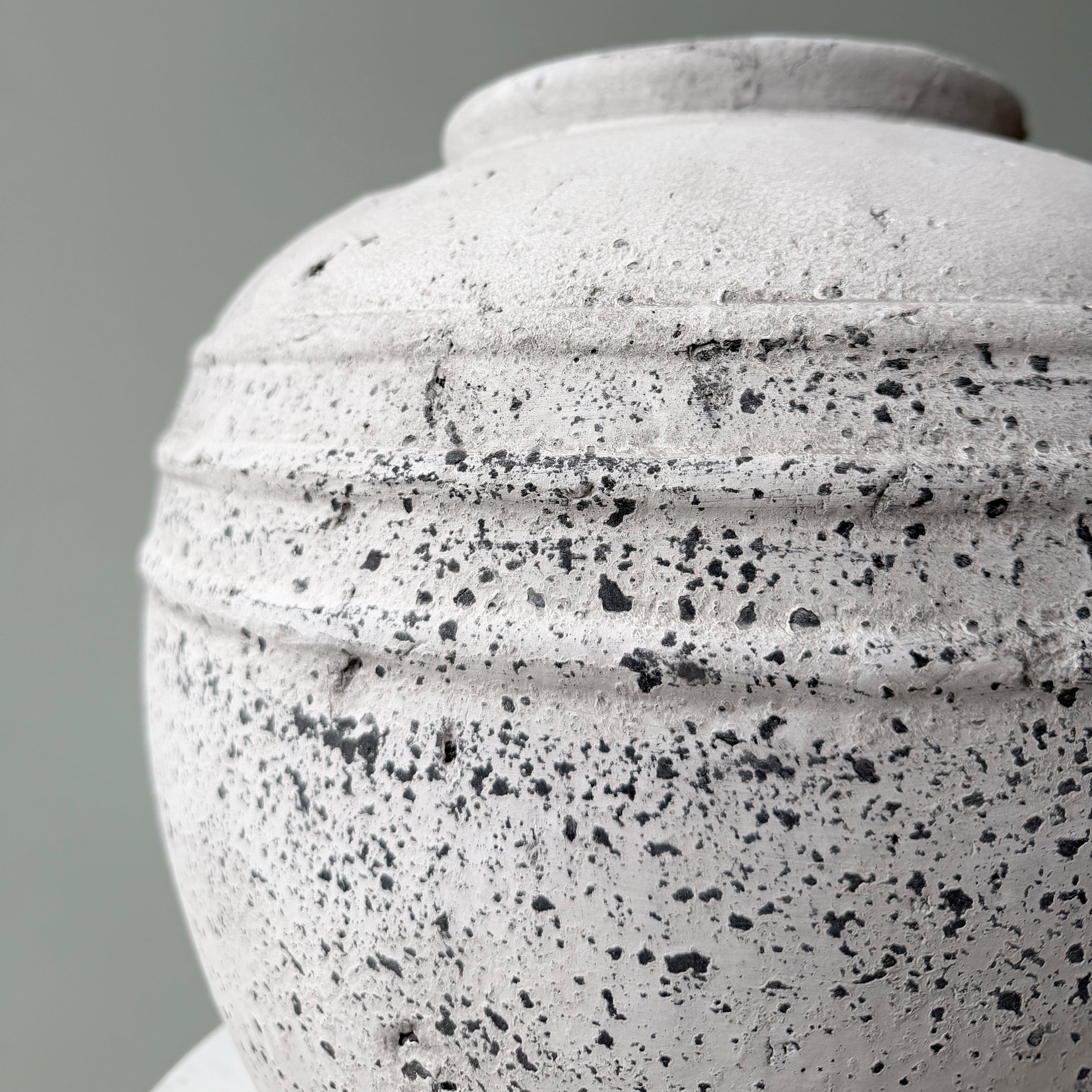 Realistic Large Pale Grey Distressed Stone Vase AHCH-1600 by The Faux Flower Company