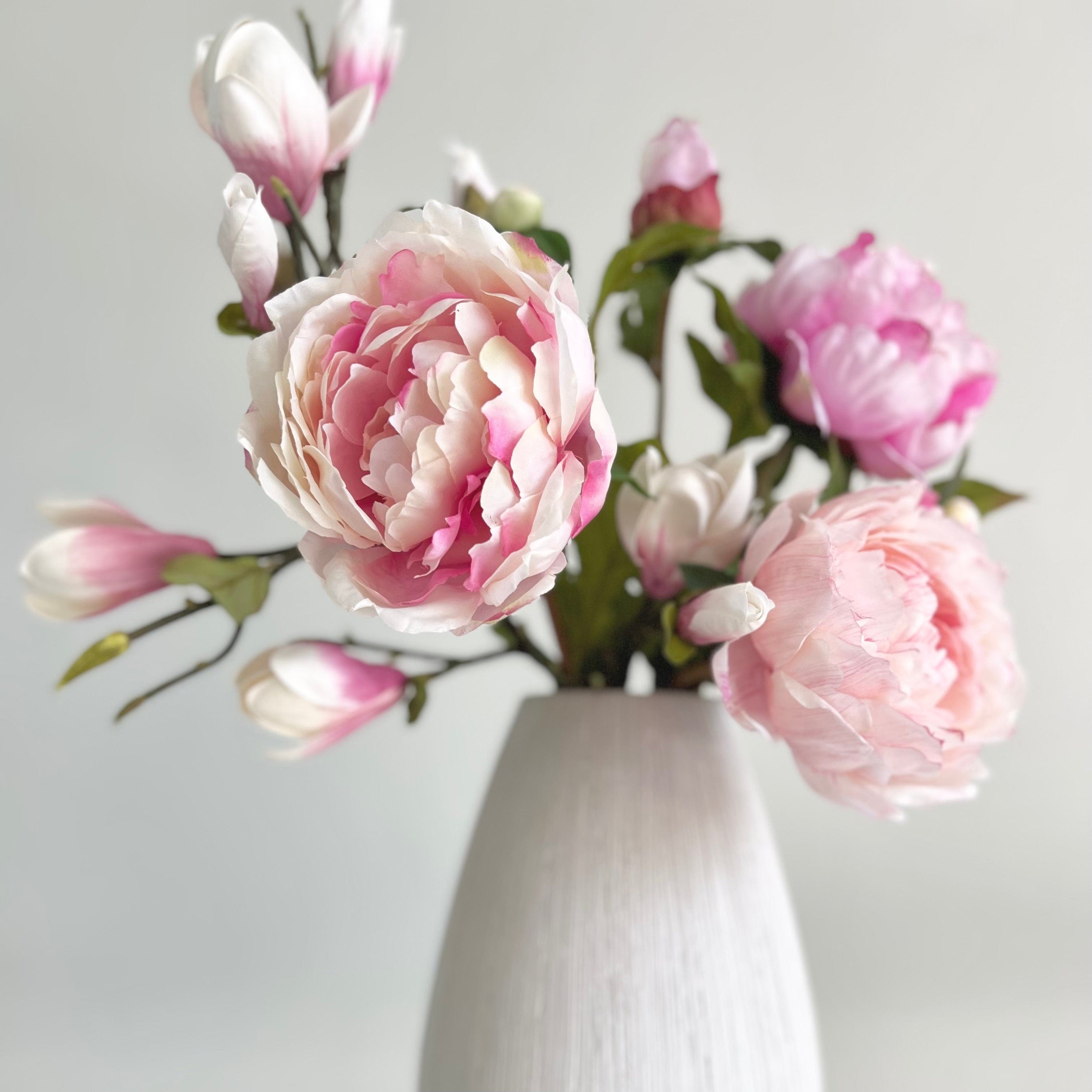 Realistic Pink Peony & Magnolia Arrangement by The Faux Flower Company