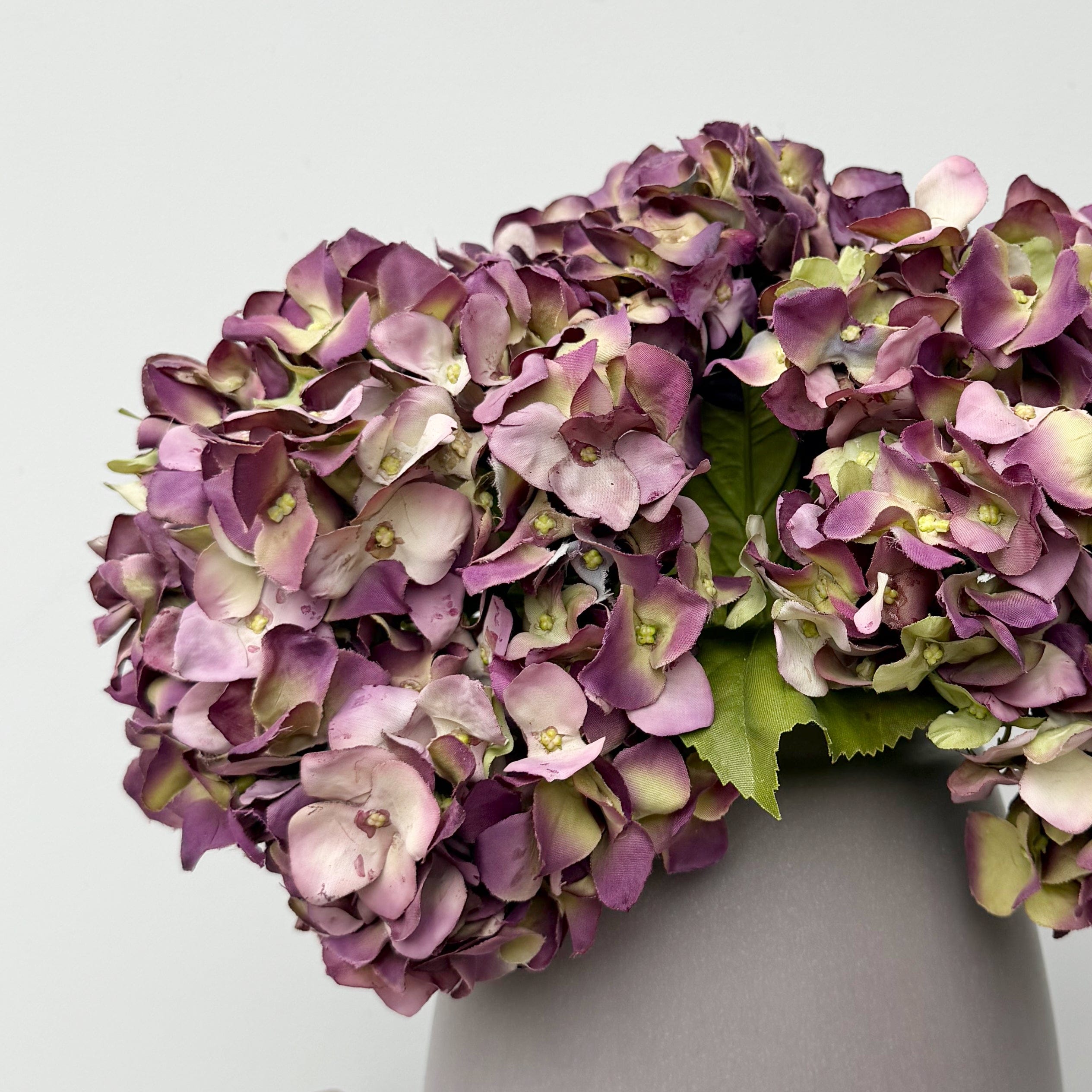 Realistic Purple Dried Hydrangea Bouquet & Kemble Vase Set ABY5070PU-3 + ABP1766 by The Faux Flower Company