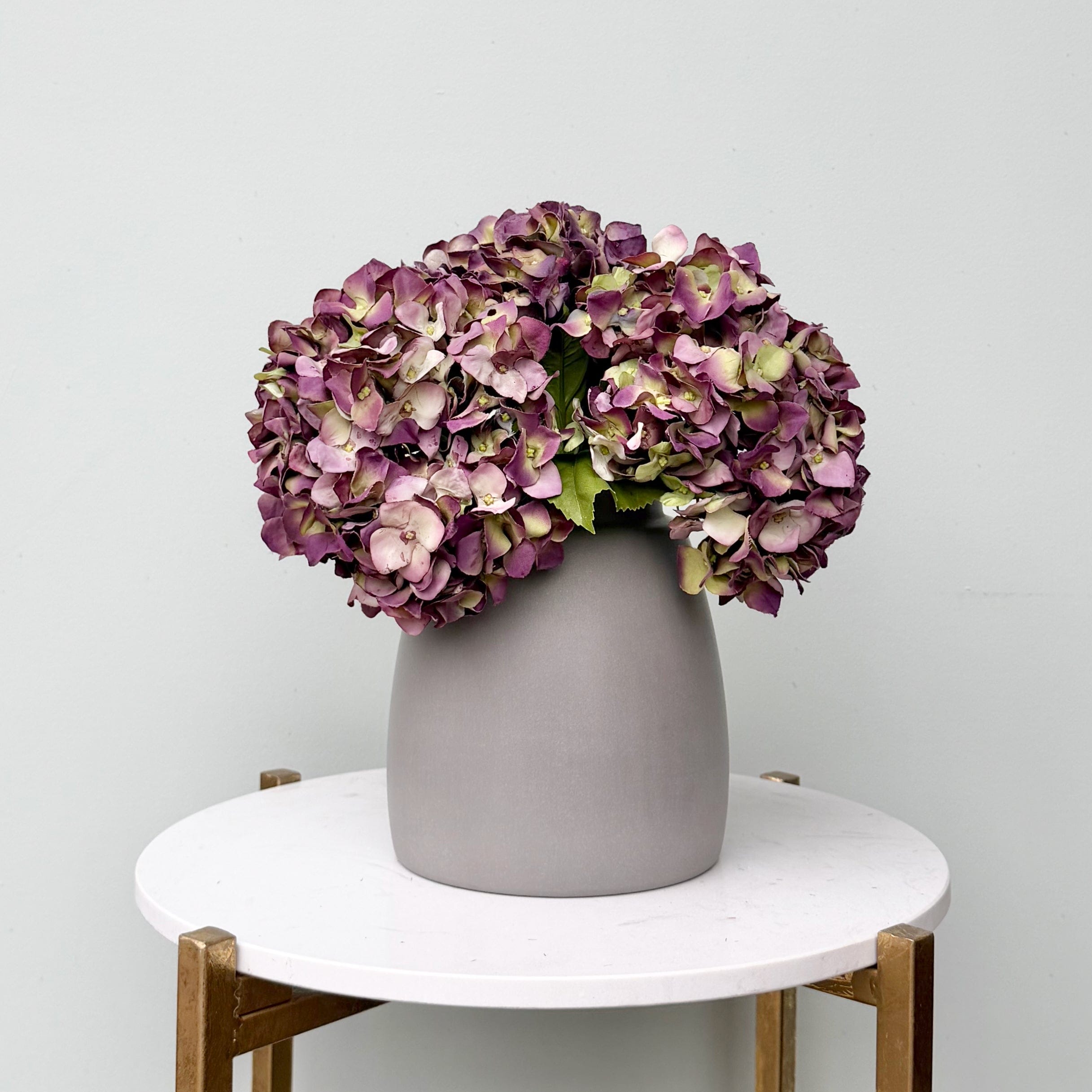 Realistic Purple Dried Hydrangea Bouquet & Kemble Vase Set ABY5070PU-3 + ABP1766 by The Faux Flower Company