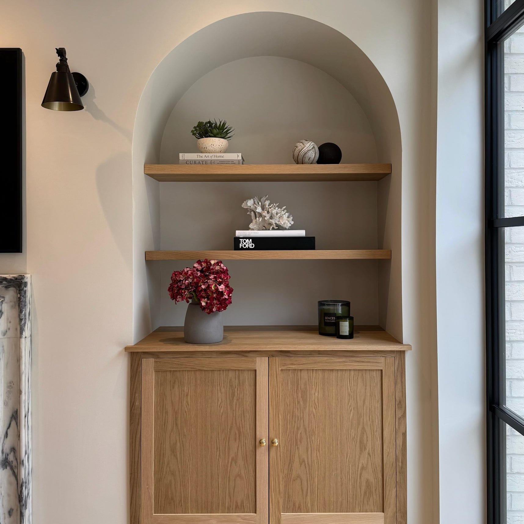 Realistic Red Dried Hydrangea Bouquet & Kemble Vase Set ABY5070RD-3 + ABP1766 by The Faux Flower Company