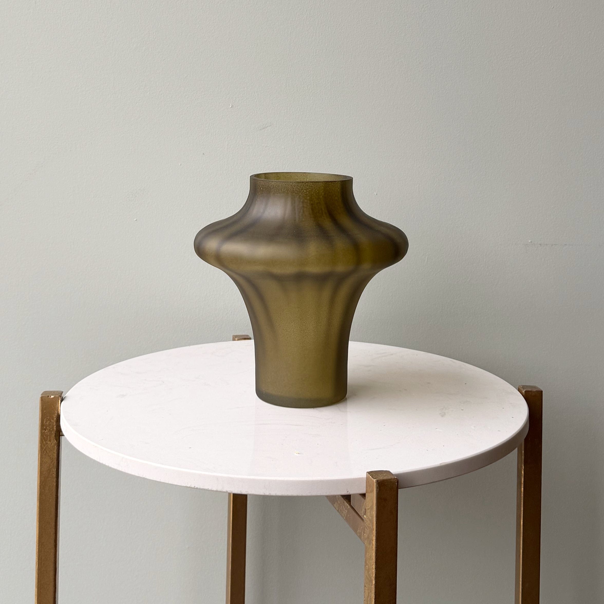 Realistic Smoky Olive Glass Sculptured Vase AHCH-0880 by The Faux Flower Company