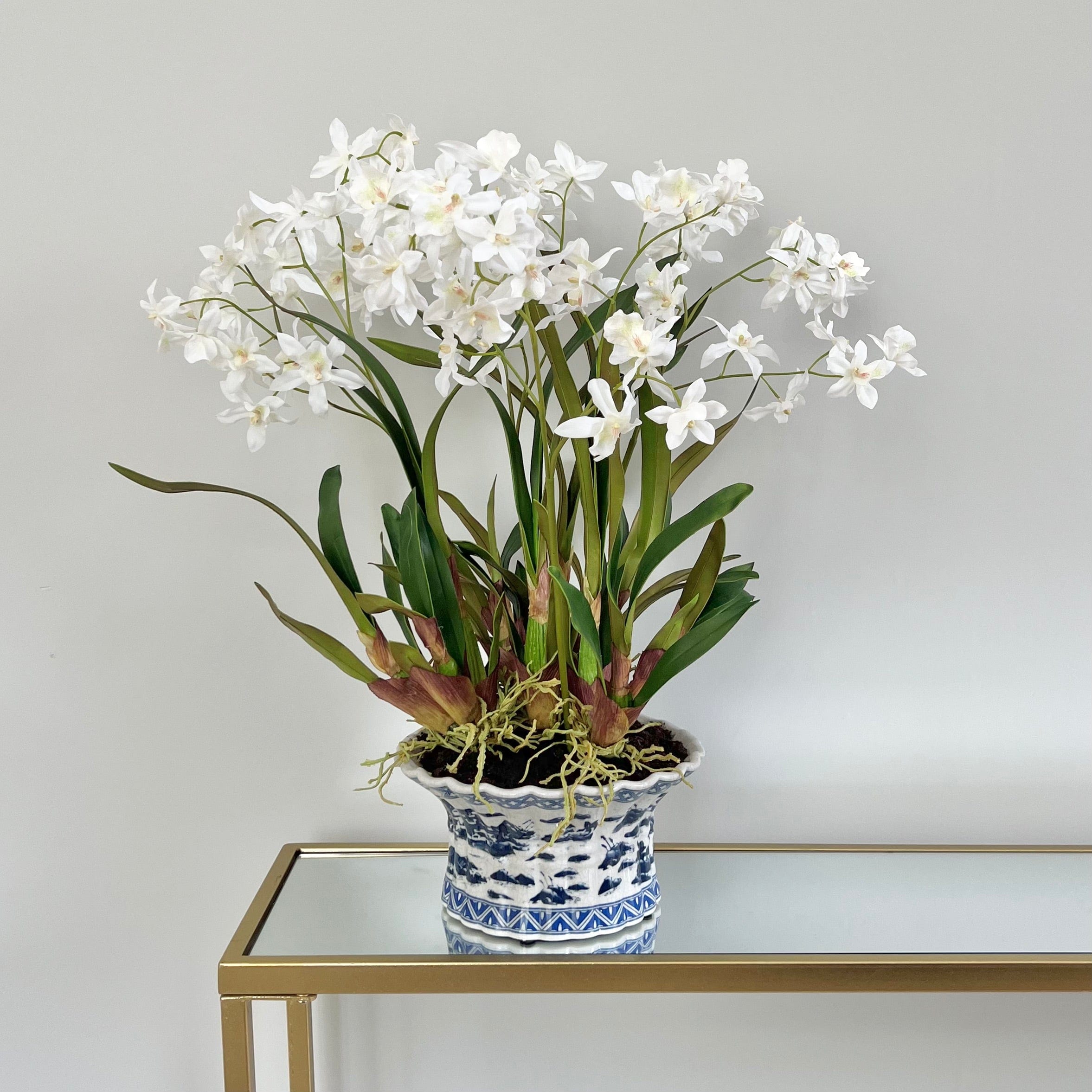Realistic White Artificial Dendrobium Orchid Plant ABY2062WH by The Faux Flower Company