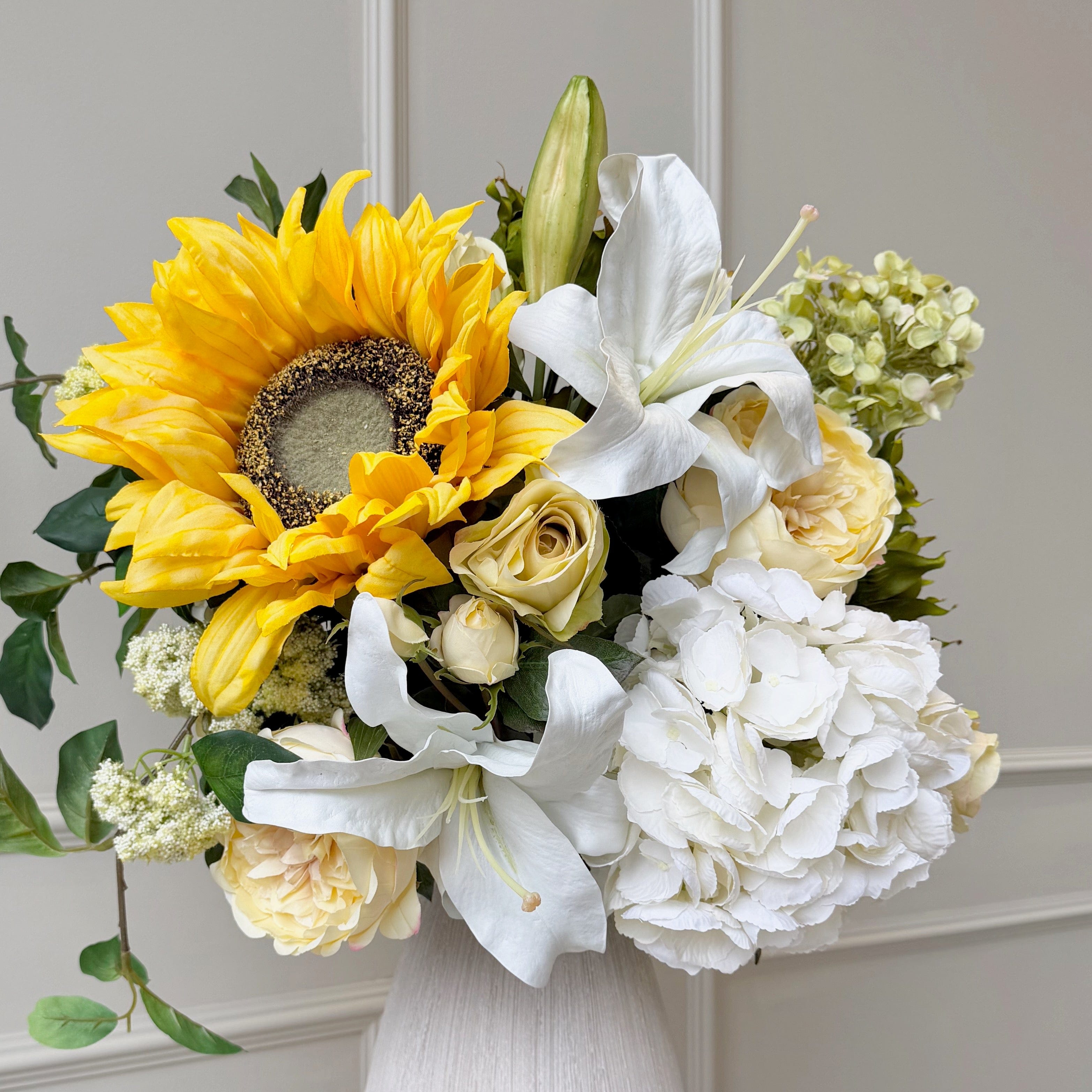 Realistic Artificial Golden Hour Flower Arrangement by The Faux Flower Company