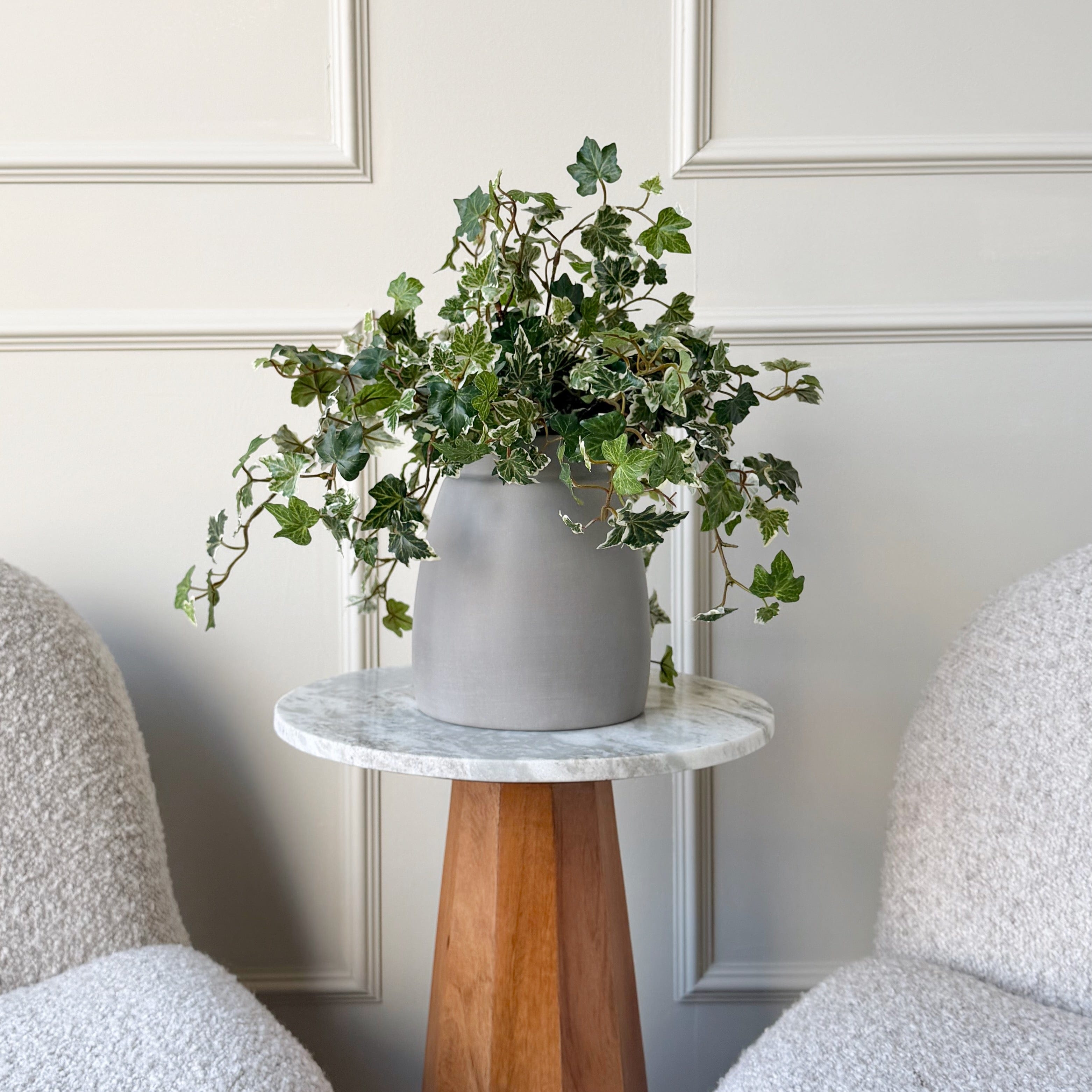 Realistic Artificial Green & White Ivy In Pot AHCH-2368 by The Faux Flower Company