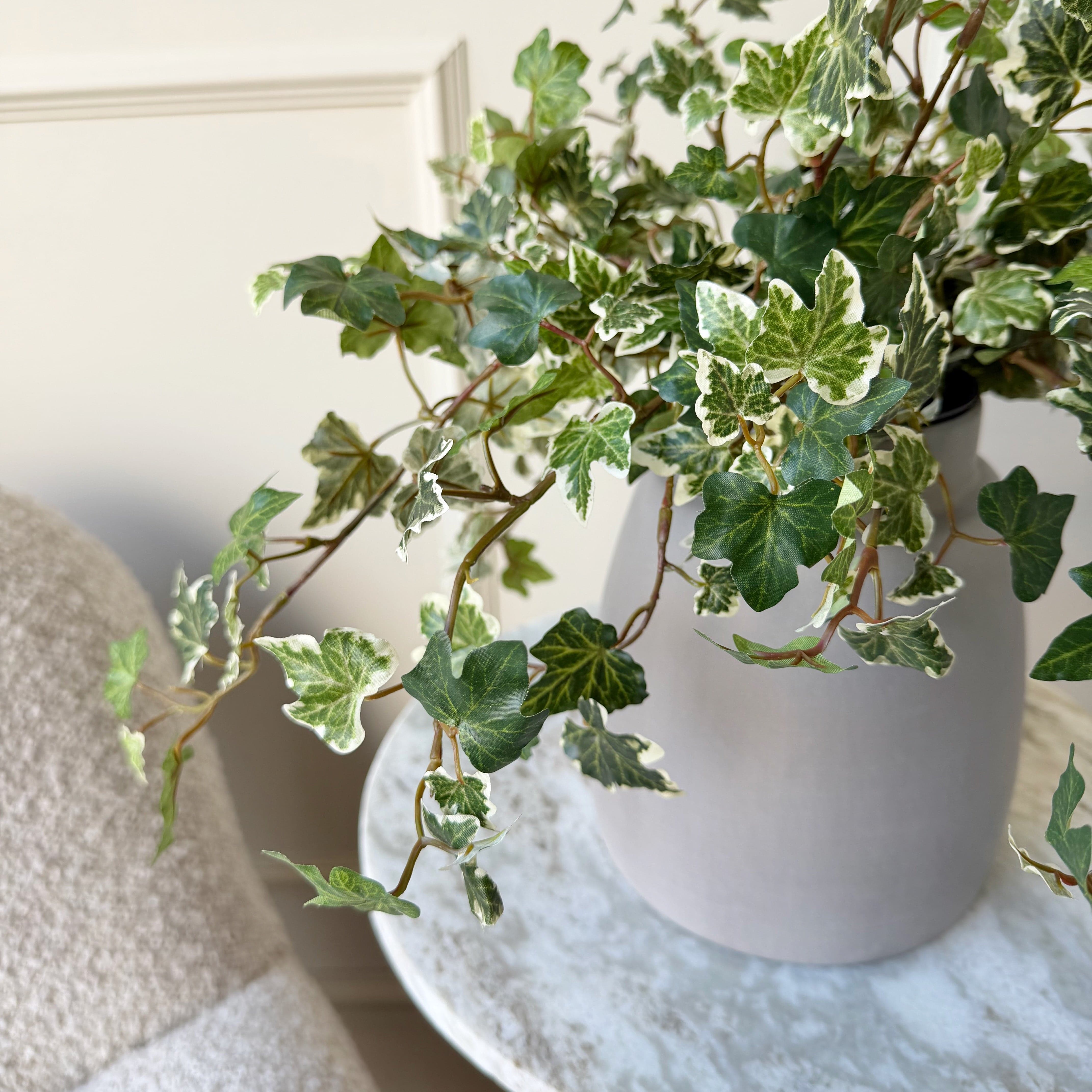 Realistic Artificial Green & White Ivy In Pot AHCH-2368 by The Faux Flower Company