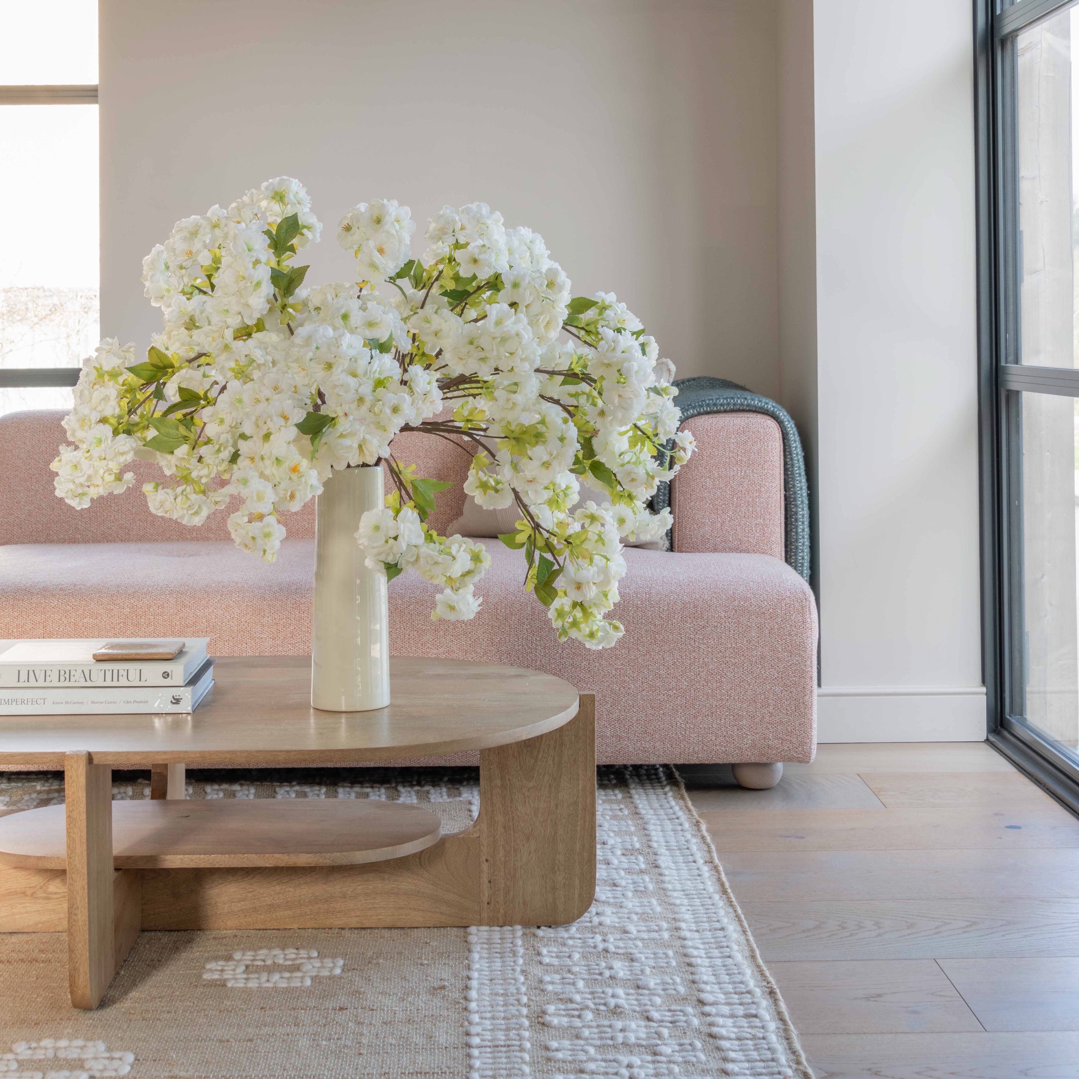 Realistic Artificial White Cherry Blossom ABX5043WH by The Faux Flower Company