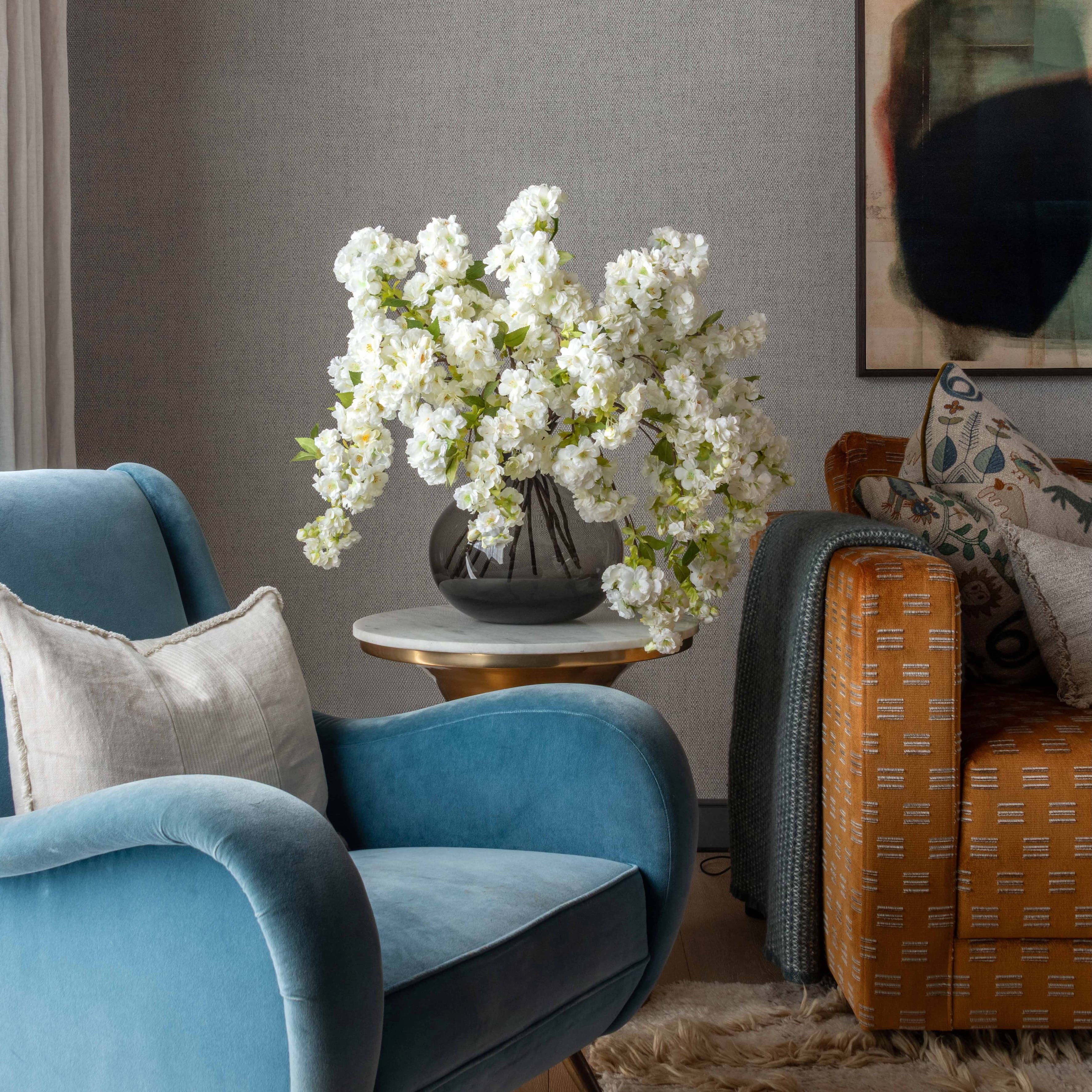 Realistic Artificial White Cherry Blossom ABX5043WH by The Faux Flower Company