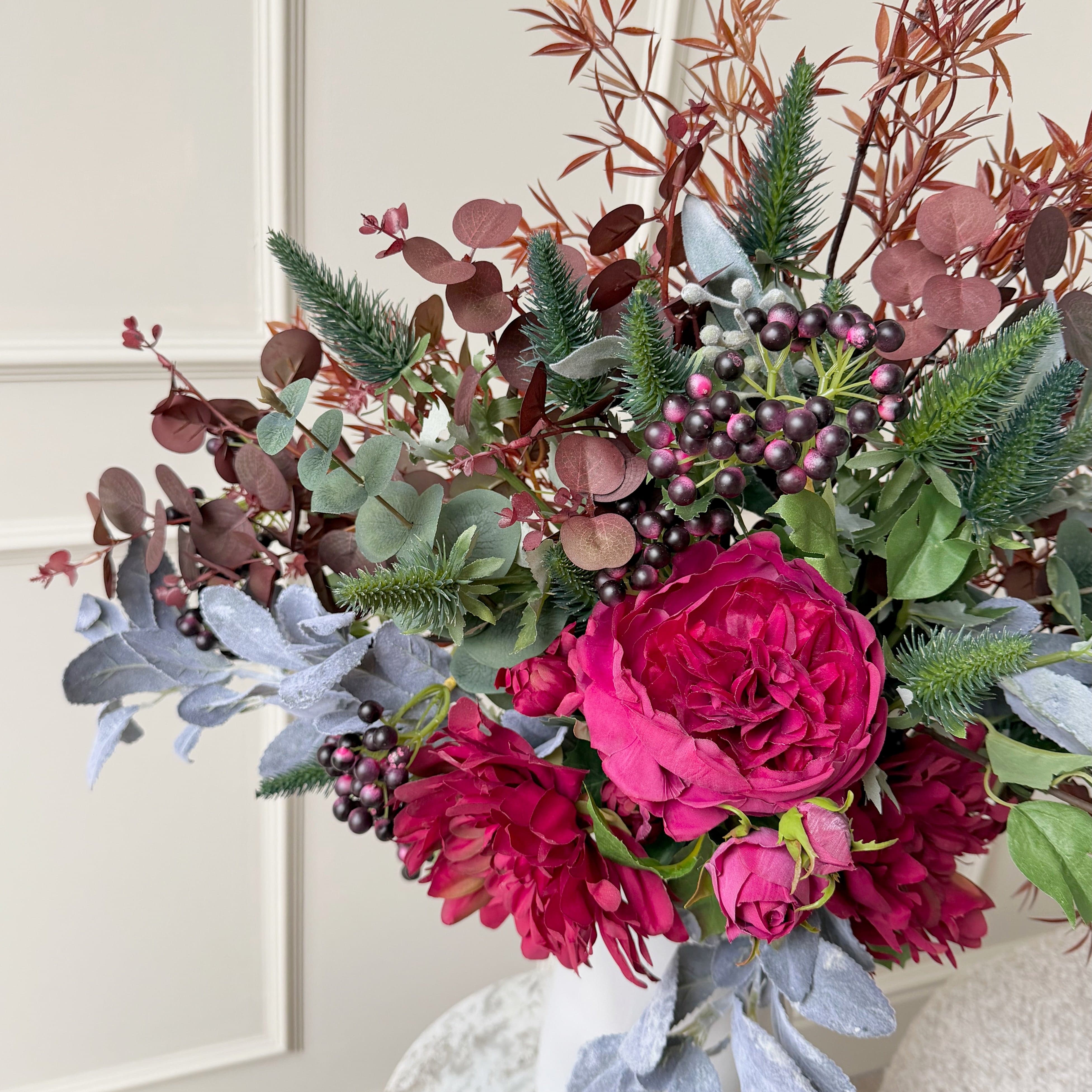 Realistic Burgundy Beauty Artificial Flower Arrangement by The Faux Flower Company