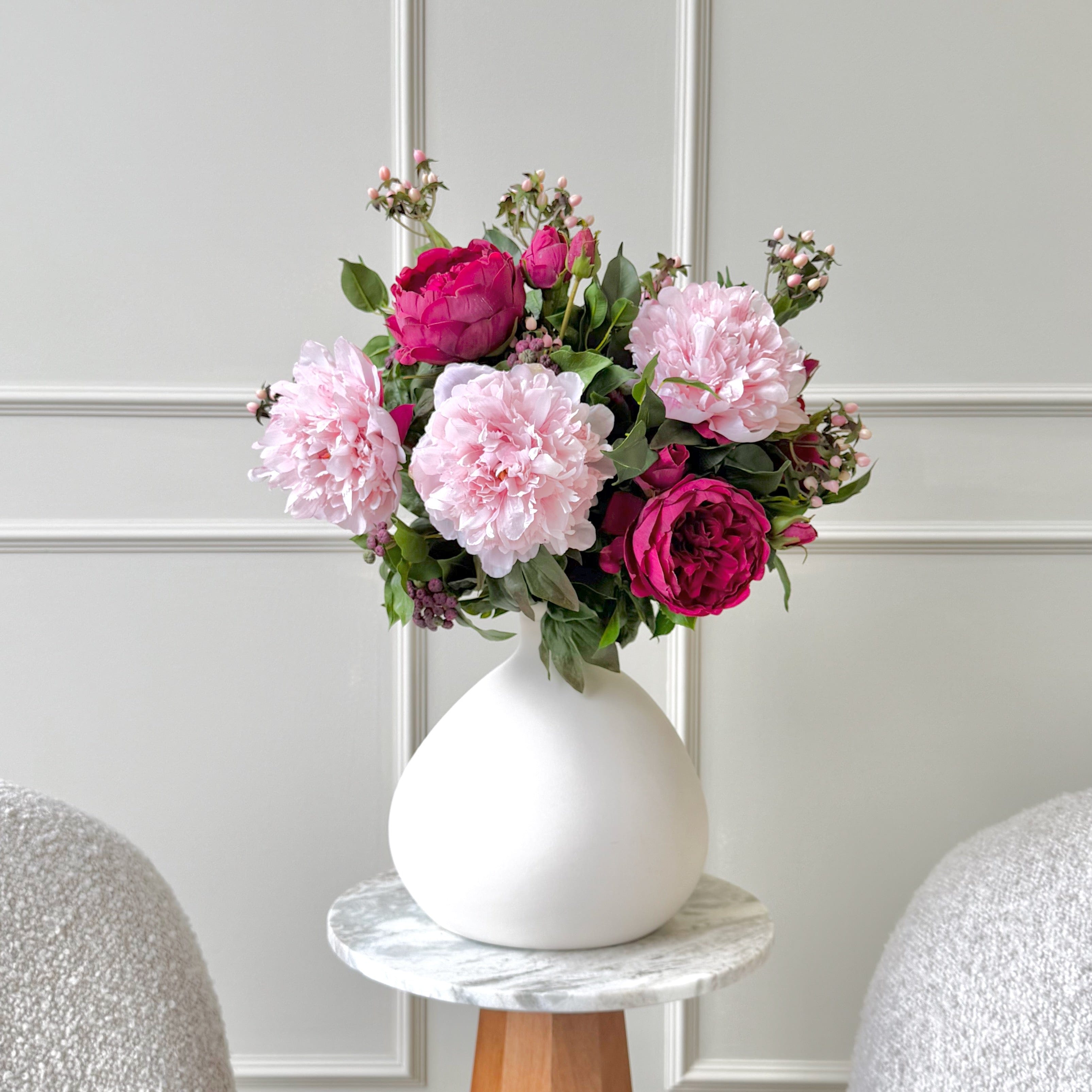 Realistic Burgundy & Blush Artificial Flower Arrangement by The Faux Flower Company