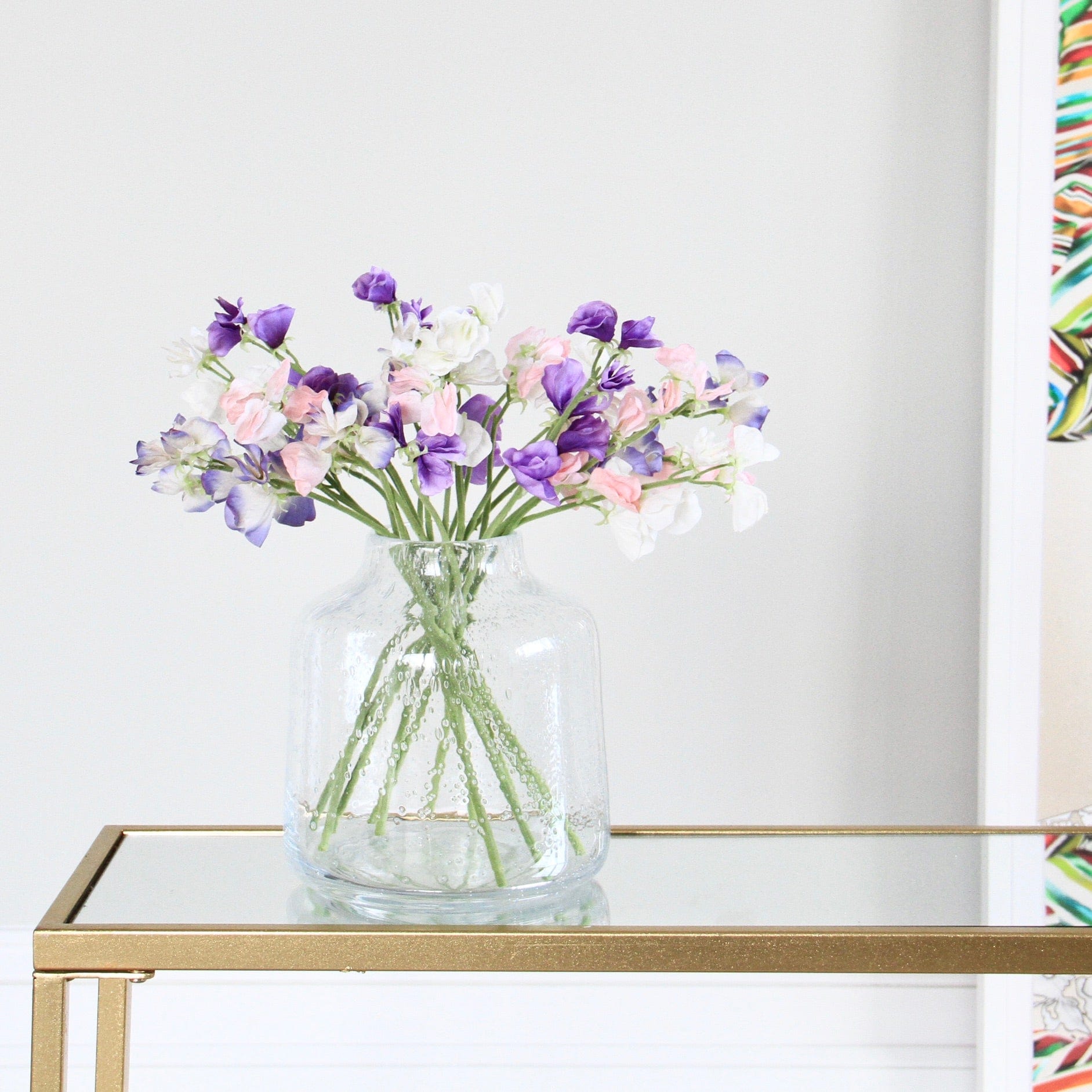 Realistic Artificial Small Mixed Sweet Pea Arrangement by The Faux Flower Company