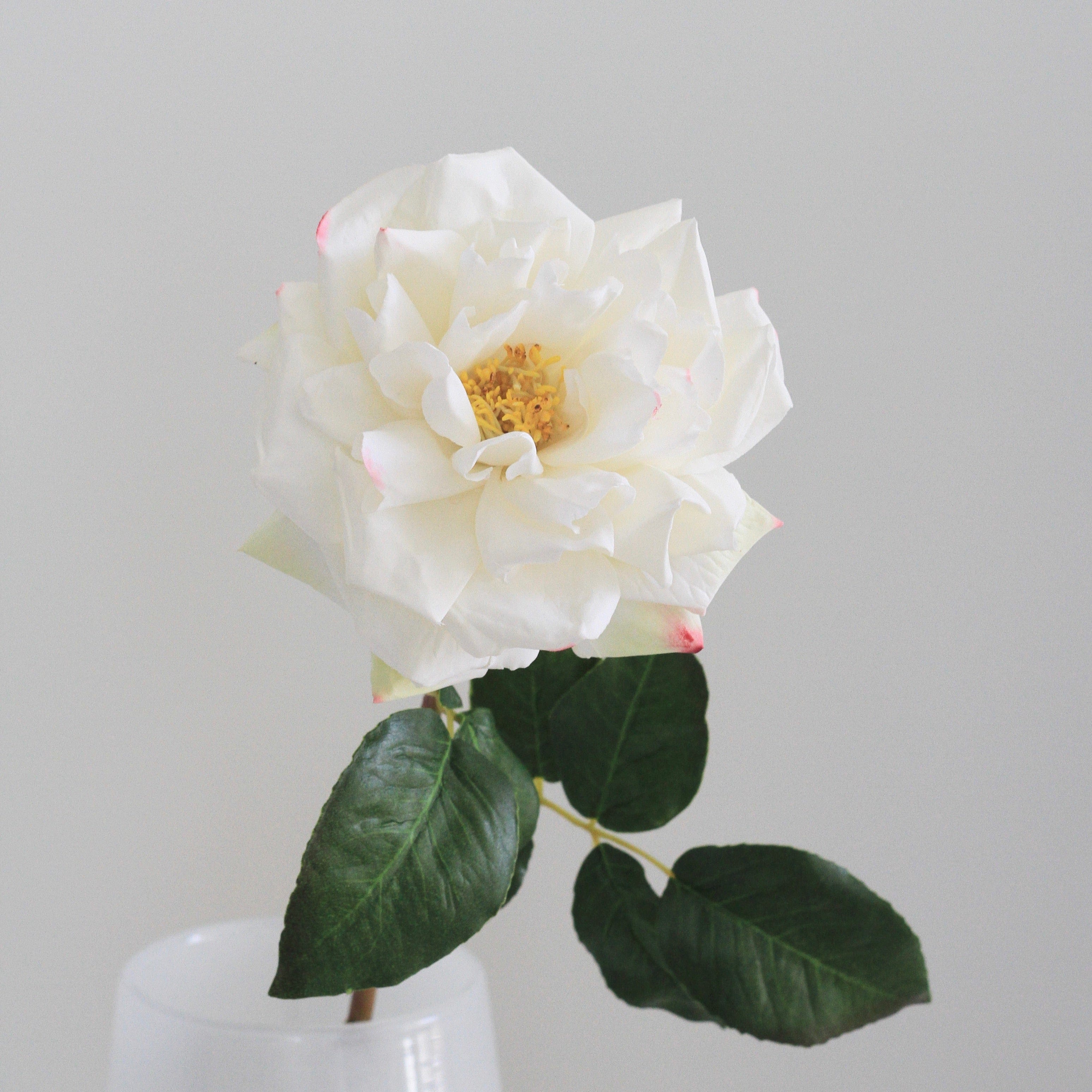 Realistic Artificial White Garden Rose ABY3108WH by The Faux Flower Company