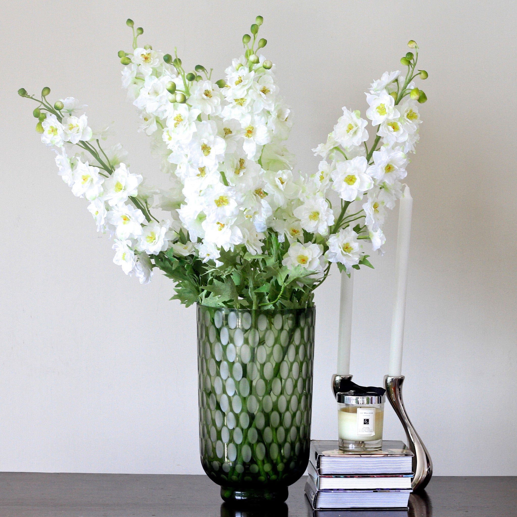 Realistic Artificial White Tall Delphinium ABX2338WH by The Faux Flower Company
