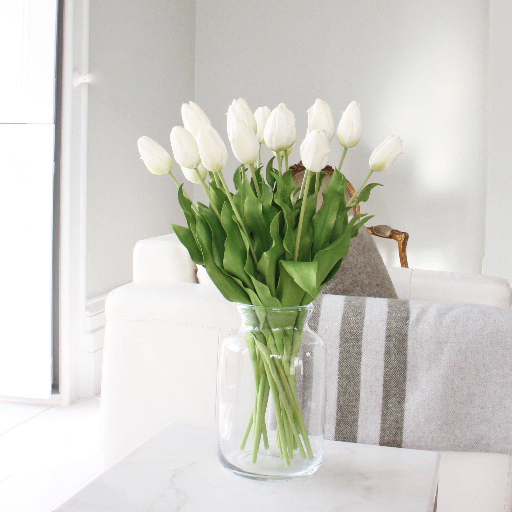 Realistic Artificial White Tulip ABY5657WH by The Faux Flower Company