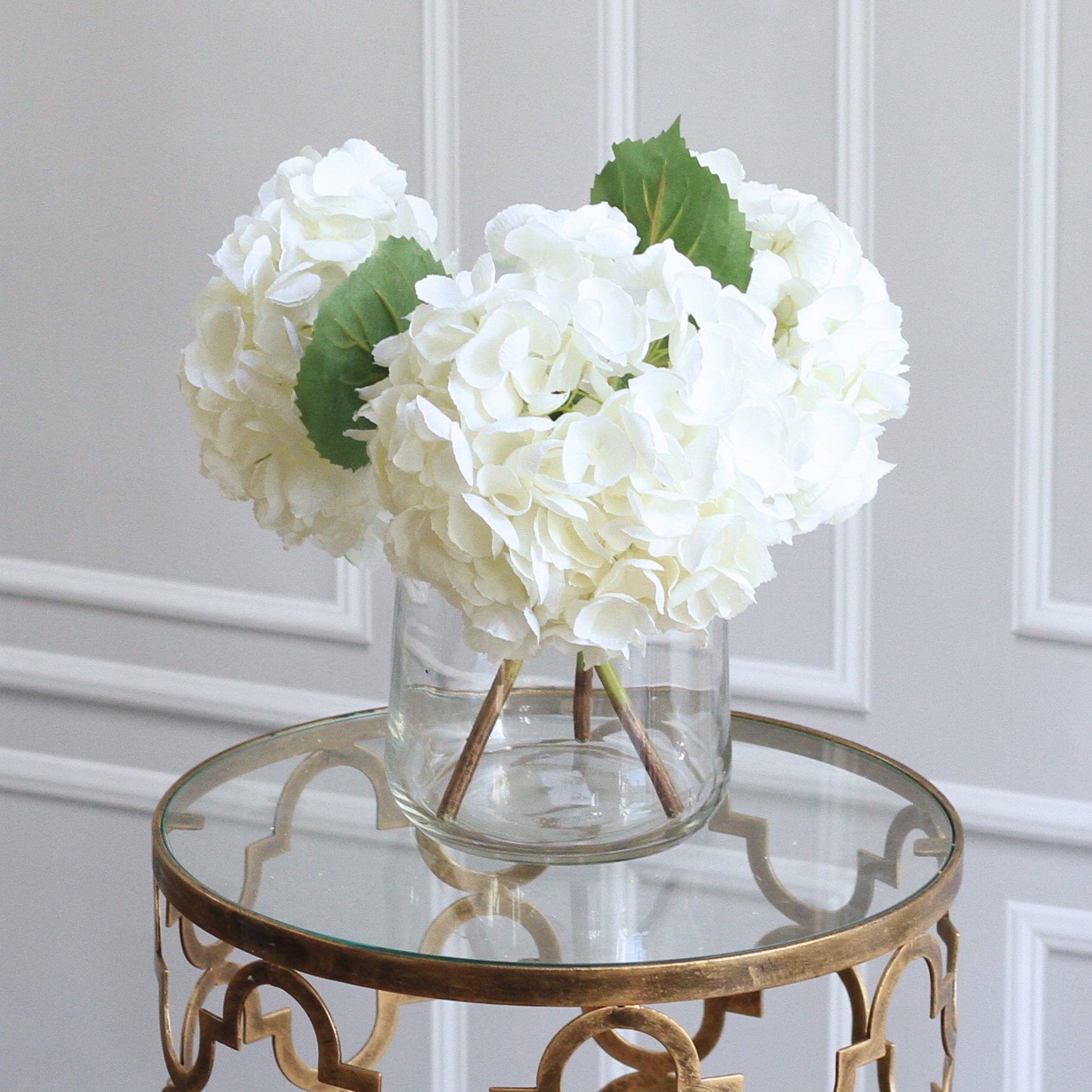 Realistic White Artificial Hydrangea Arrangement ABX5001WH-36-3 by The Faux Flower Company
